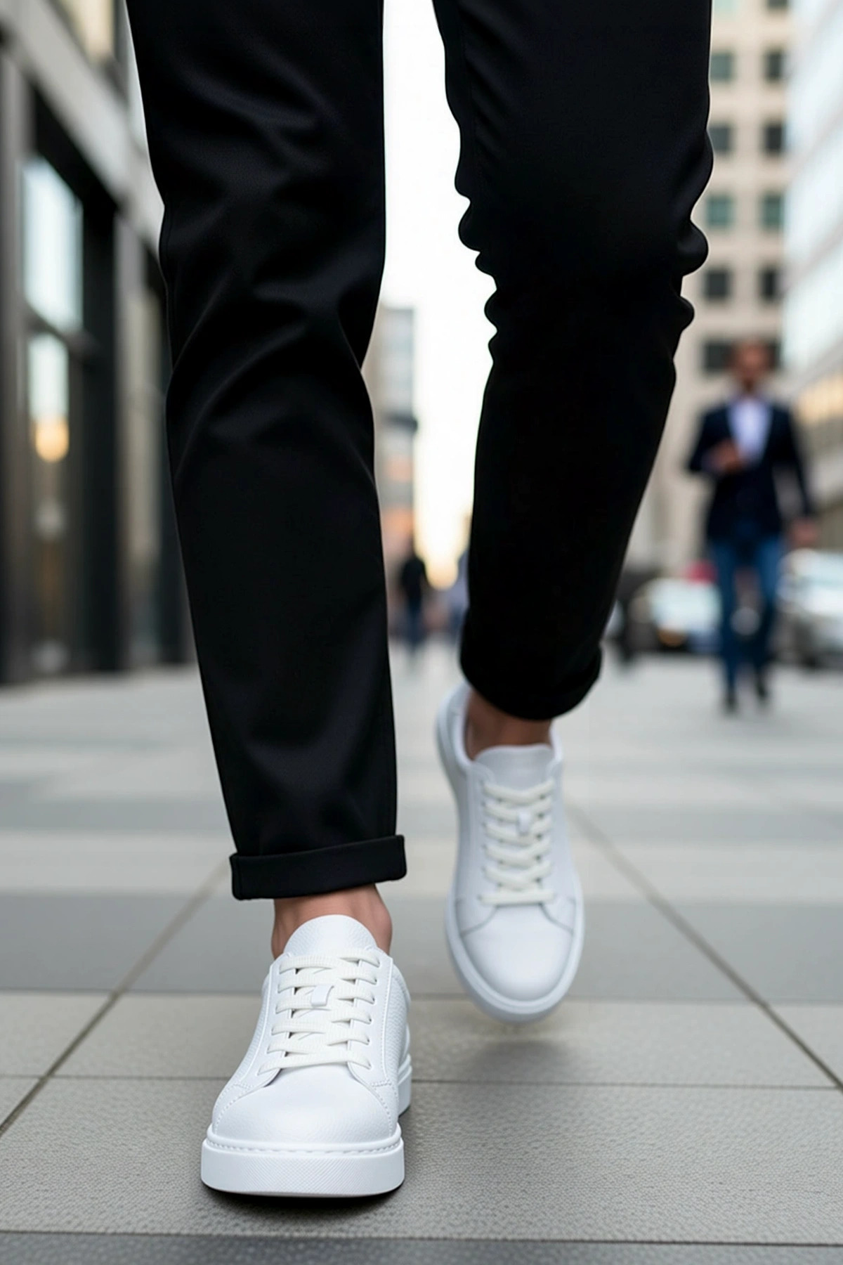 Erkek Bağcıklı Düşük Yaka Standart Kalıp Deri Sneaker Fonksiyonel Dayanıklı Kaliteli Rahat