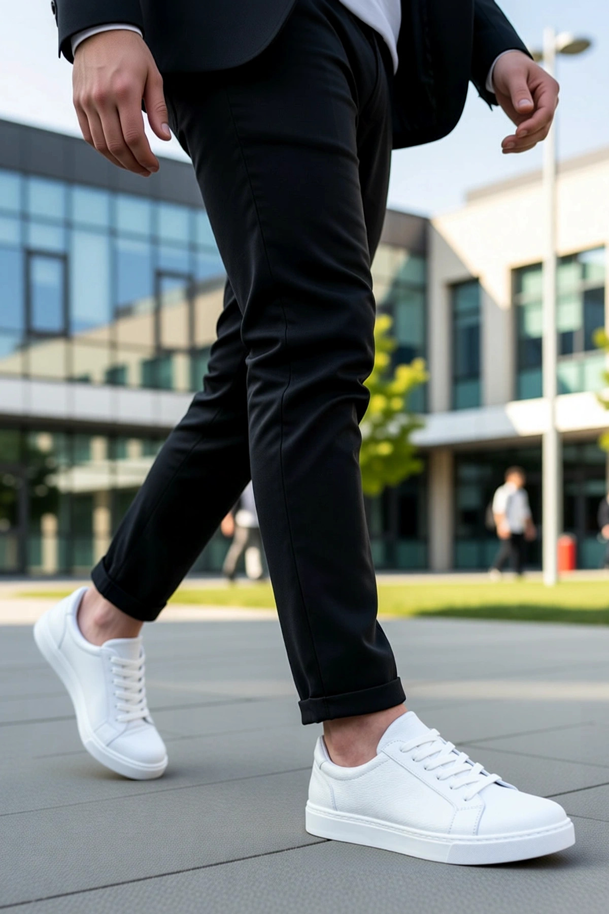 Erkek Bağcıklı Düşük Yaka Standart Kalıp Deri Sneaker Fonksiyonel Dayanıklı Kaliteli Rahat