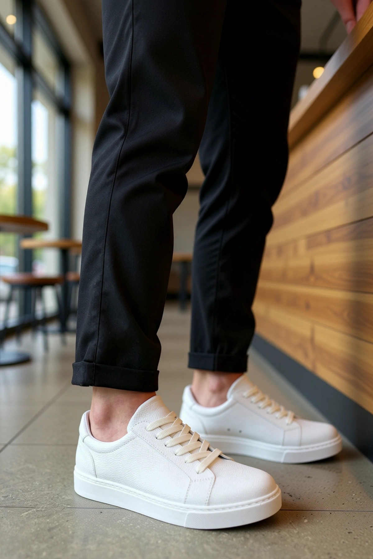 Erkek Bağcıklı Düşük Yaka Standart Kalıp Deri Sneaker Fonksiyonel Dayanıklı Kaliteli Rahat