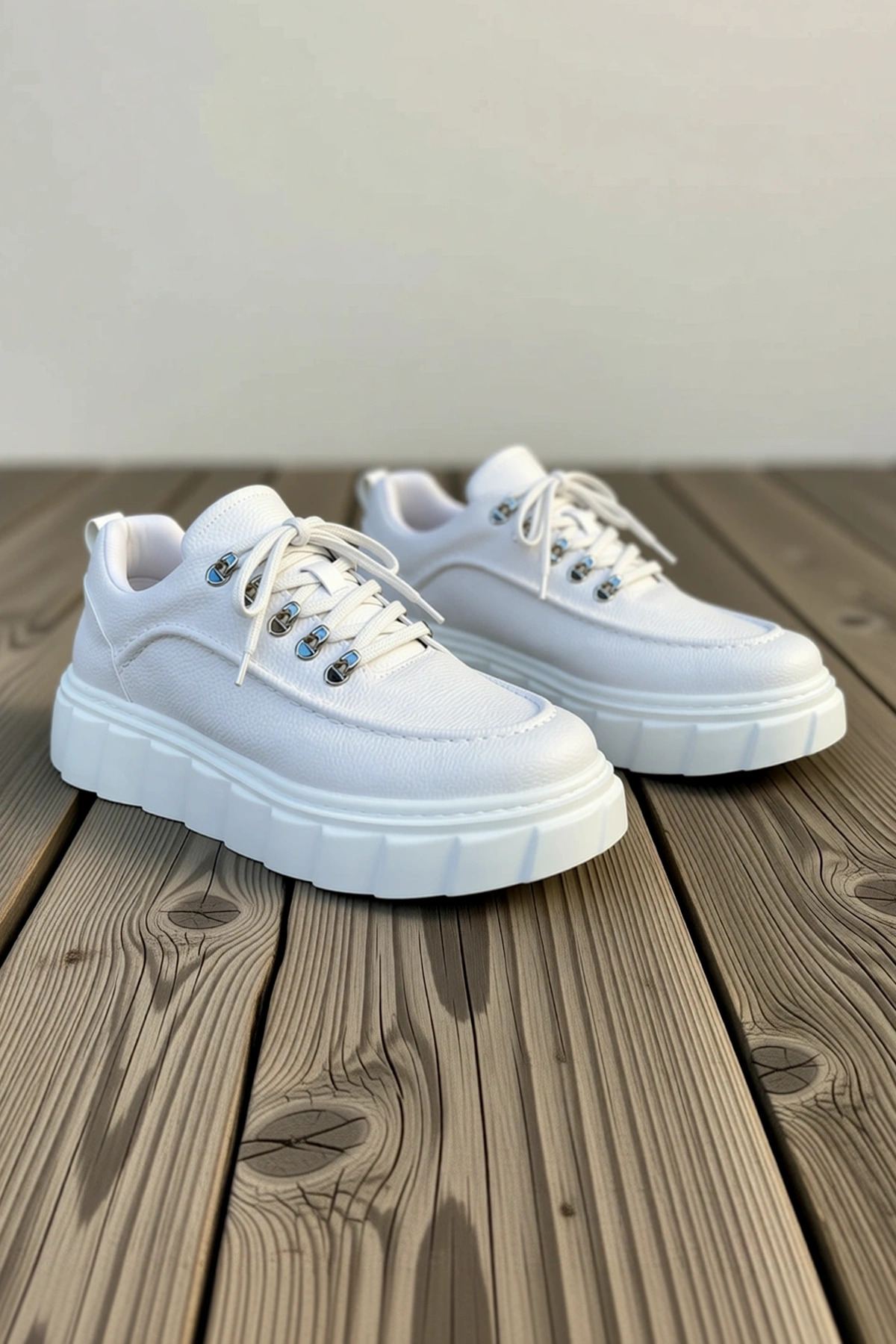 Erkek Bağcıklı Rugan Sneaker Yuvarlak Burunlu Standart Kalıp Fonksiyonel Dayanıklı Estetik