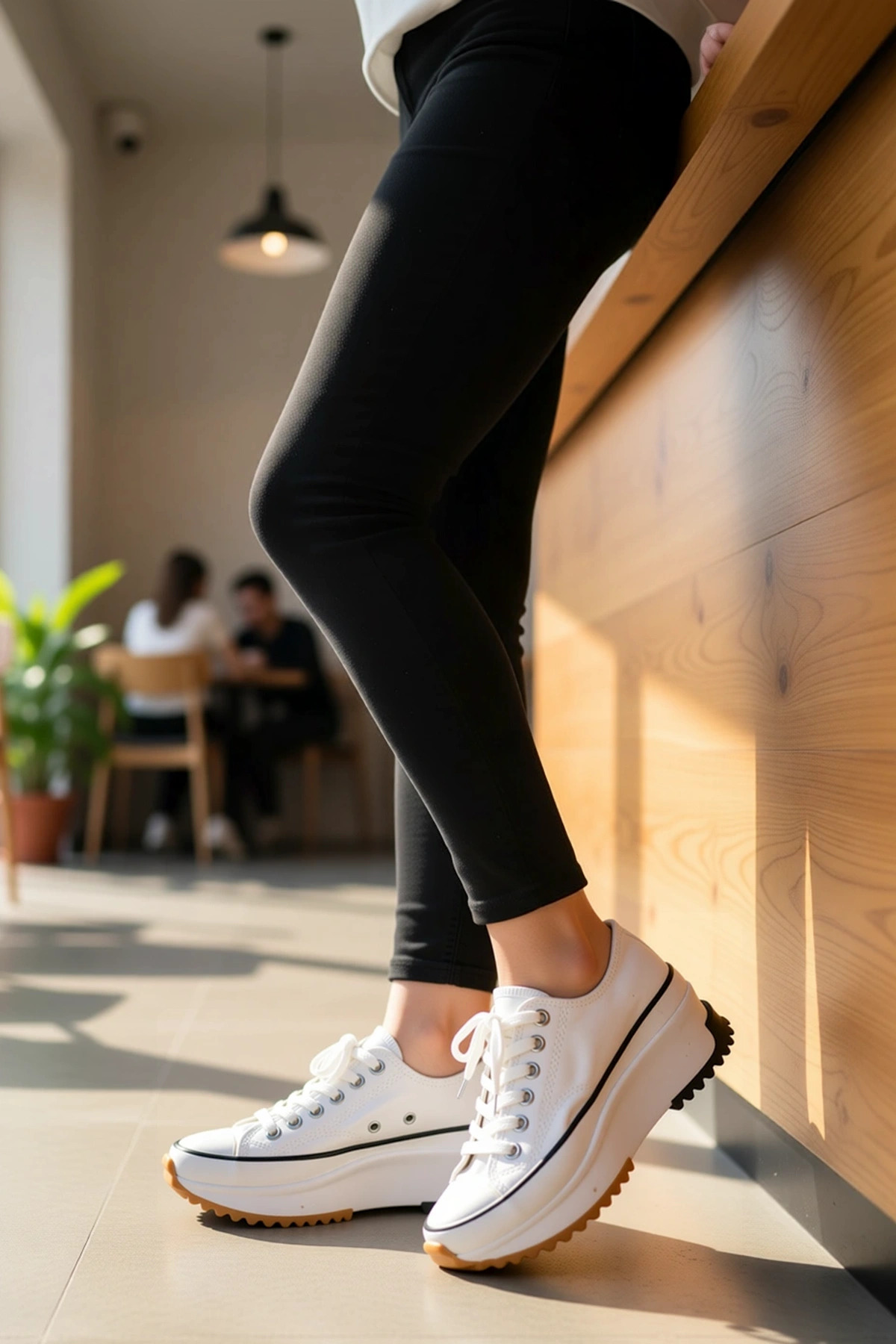 Kadın Yuvarlak Burun Bağcıklı Kalın Taban Sneaker Fonksiyonel Dayanıklı Kaliteli Konforlu Şık