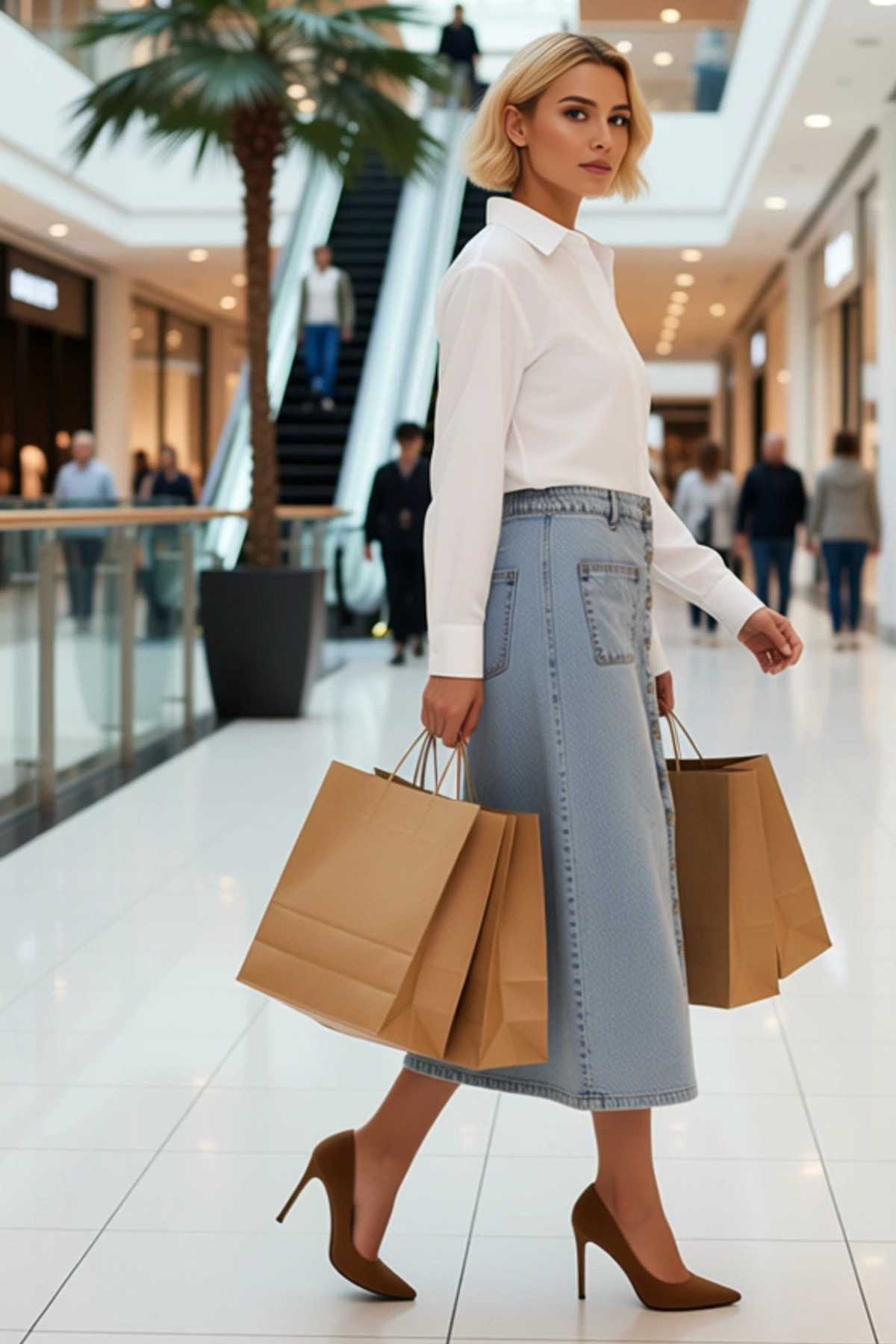 Kadın Yüksek Bel Düğmeli Maxi Denim Etek Düz Kalem Kalıp Fonksiyonel Dayanıklı Kaliteli Şık