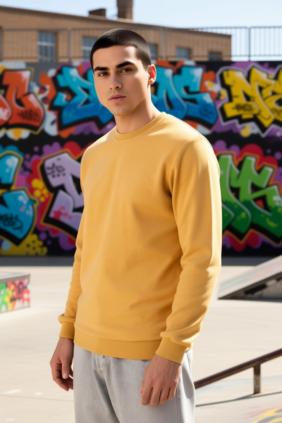 Erkek Bisiklet Yaka Standart Kol Regular Kalıp Polar Sweatshirt Fonksiyonel Dayanıklı Spor
