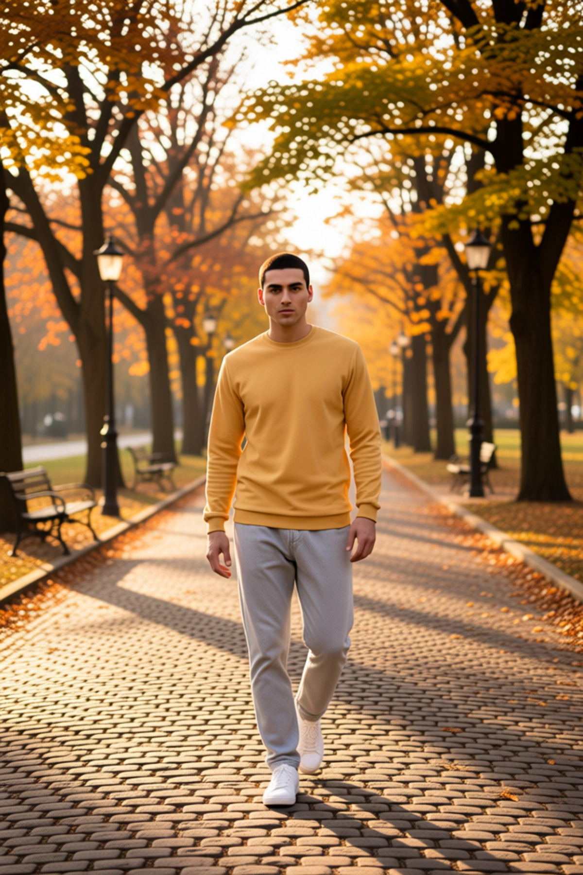 Erkek Bisiklet Yaka Standart Kol Regular Kalıp Polar Sweatshirt Fonksiyonel Dayanıklı Spor