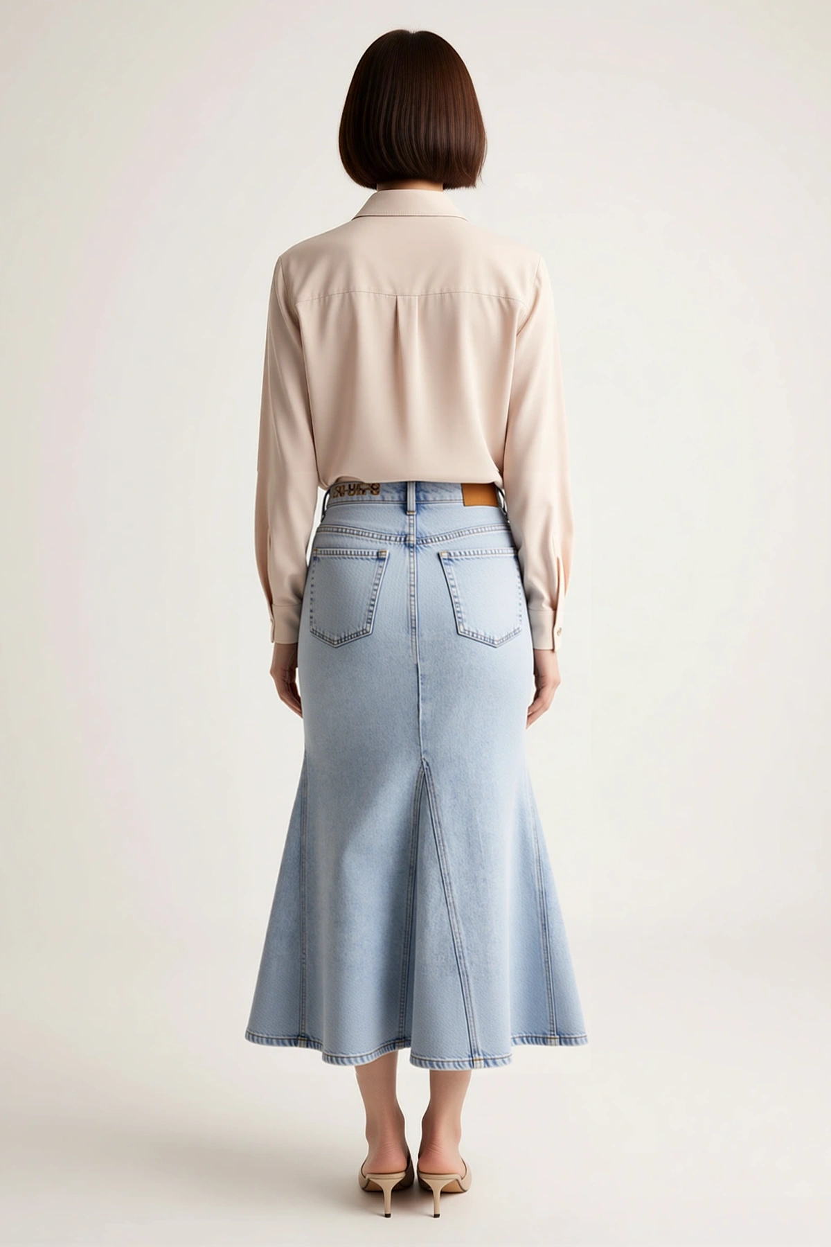 Kadın Maxi Denim Etek Yüksek Bel Yırtmaçlı Uzun Kesim %99 Pamuk Konforlu Rahat Günlük Modern Şık