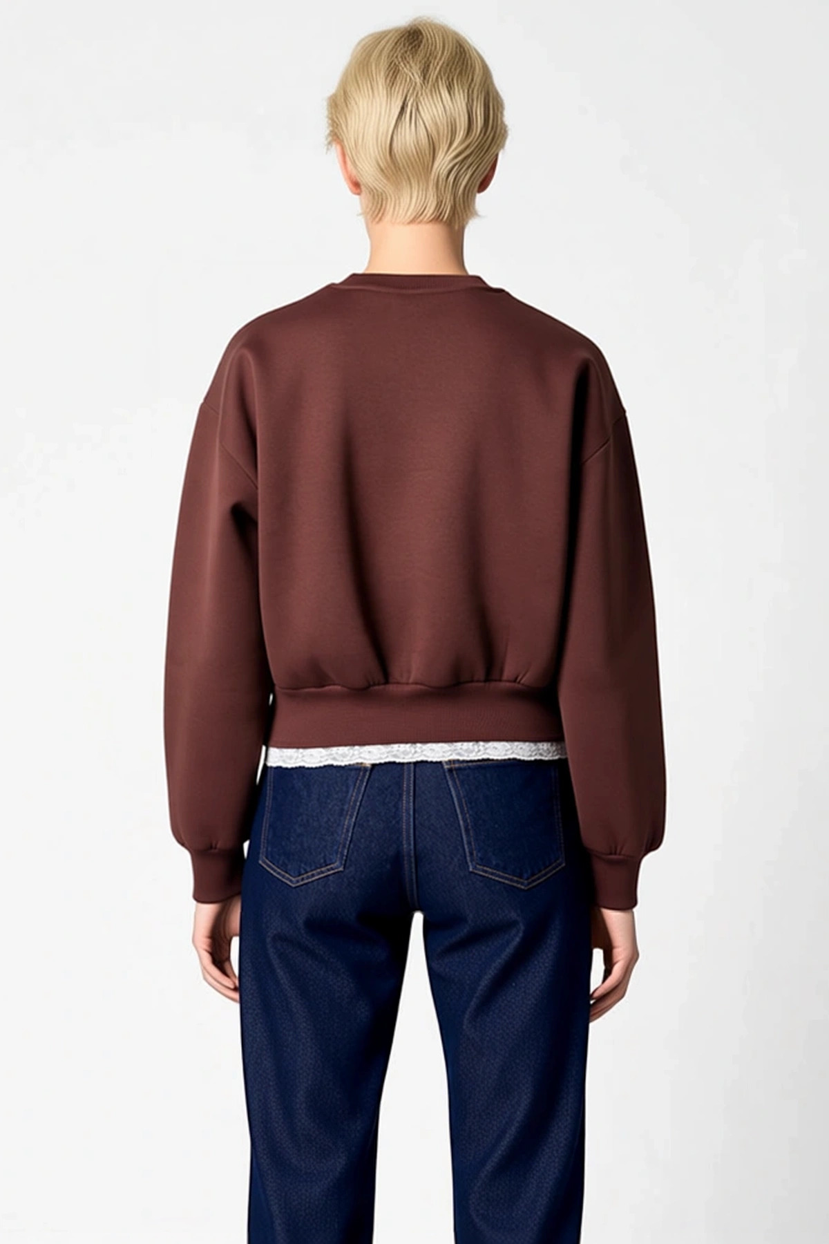 Kadın Bisiklet Yaka Standart Kol Regular Kalıp Slogan Nakışlı Sweatshirt Fonksiyonel Rahat