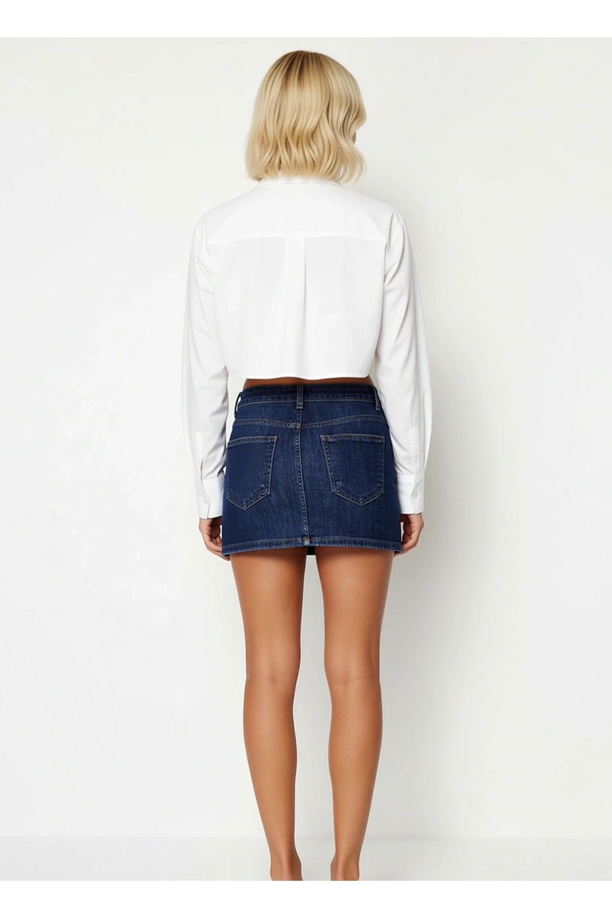 Kadın Düşük Bel Mini Denim Etek A Kesim %98 Pamuk %2 Elastan Fonksiyonel Dayanıklı Estetik