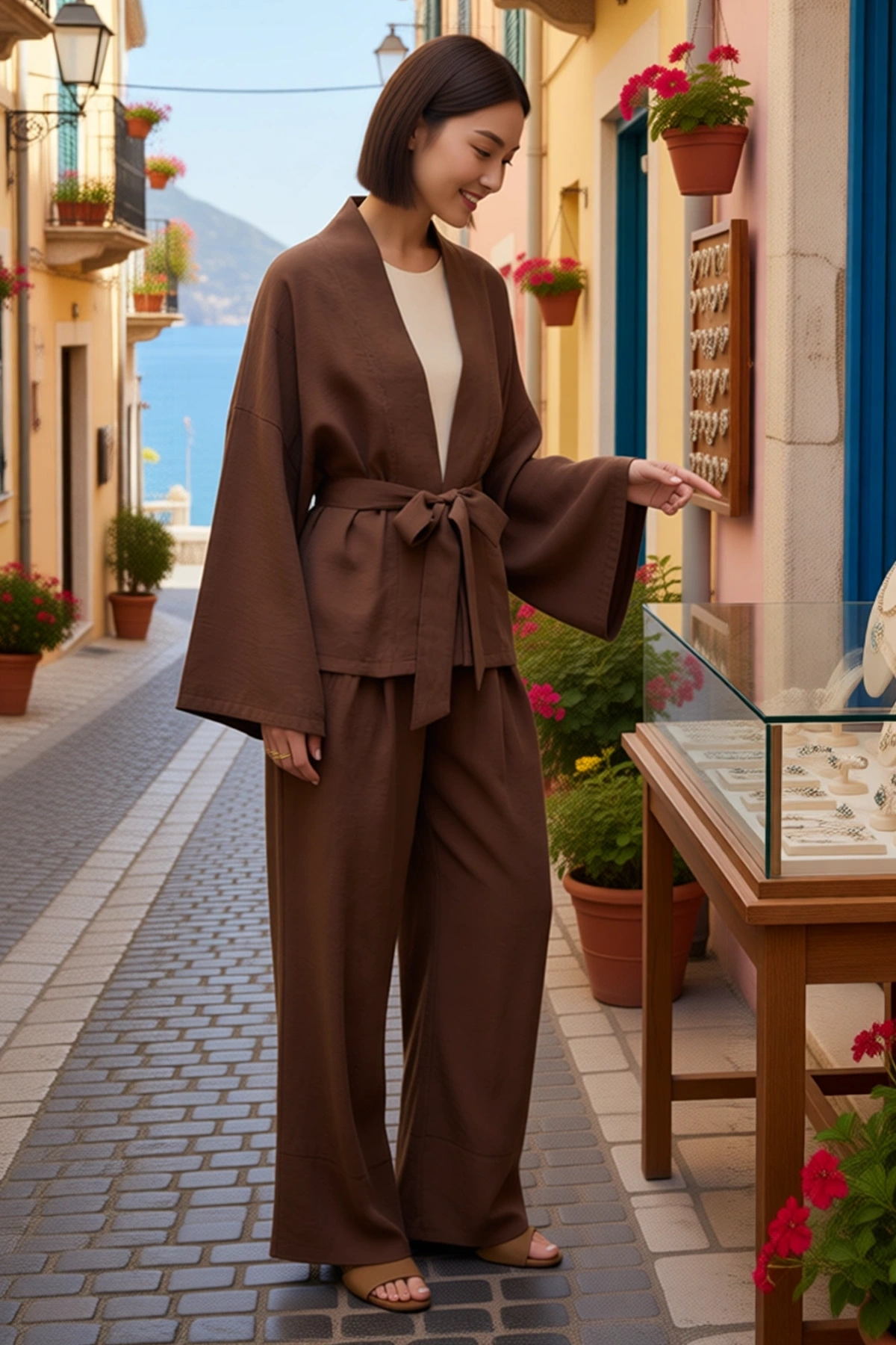 Kadın Büyük Beden Oversize Kruvaze Yaka Uzun Kol Gömlek Pantolon Takımı Modal Kumaş Günlük Rahat