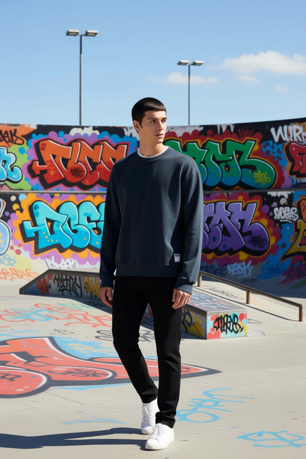 Erkek Bisiklet Yaka Standart Kol %100 Pamuk Oversize Sweatshirt Fonksiyonel Dayanıklı Spor