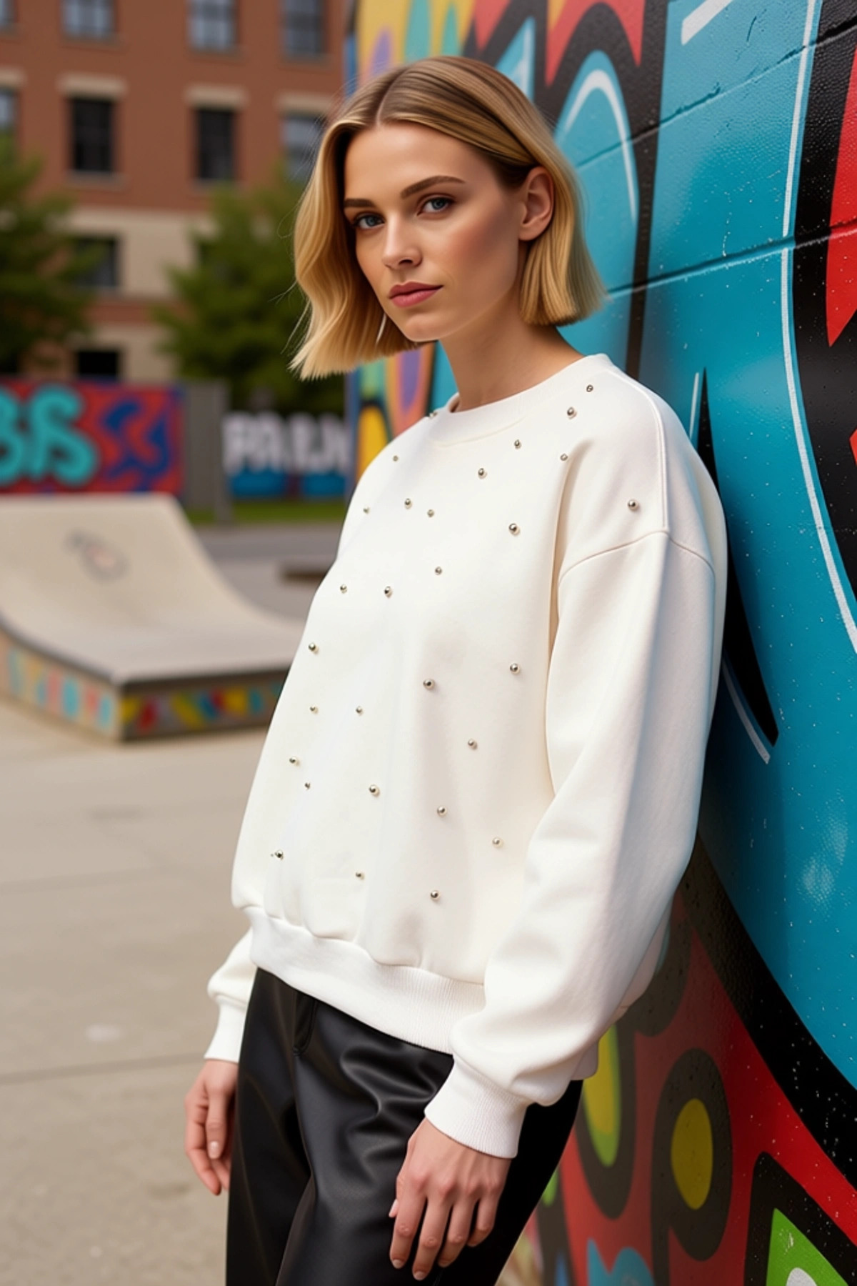 Kadın Bisiklet Yaka Düşük Kol Regular Örme Sweatshirt Fonksiyonel Dayanıklı Kaliteli Rahat