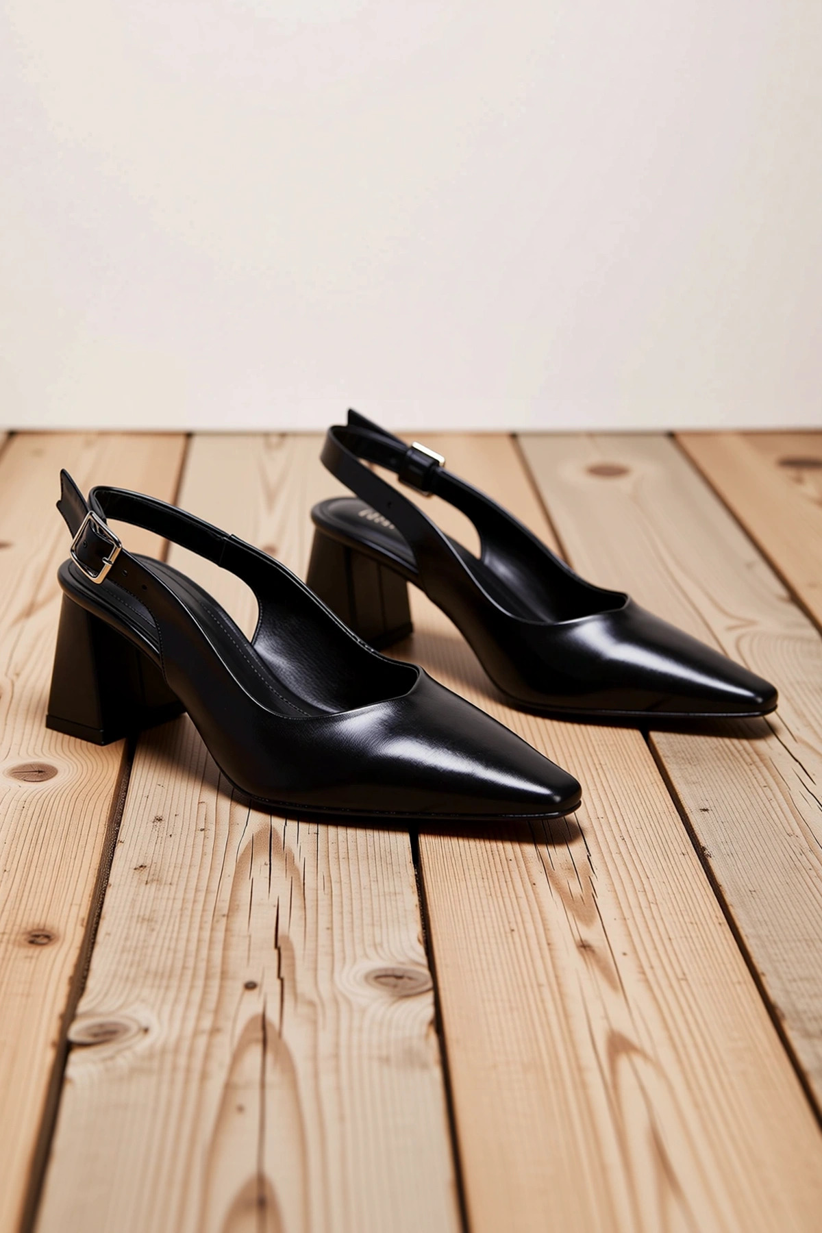Kadın Sivri Burun Blok Topuk Slingback Ayakkabı Fonksiyonel Dayanıklı Kaliteli Konforlu Şık