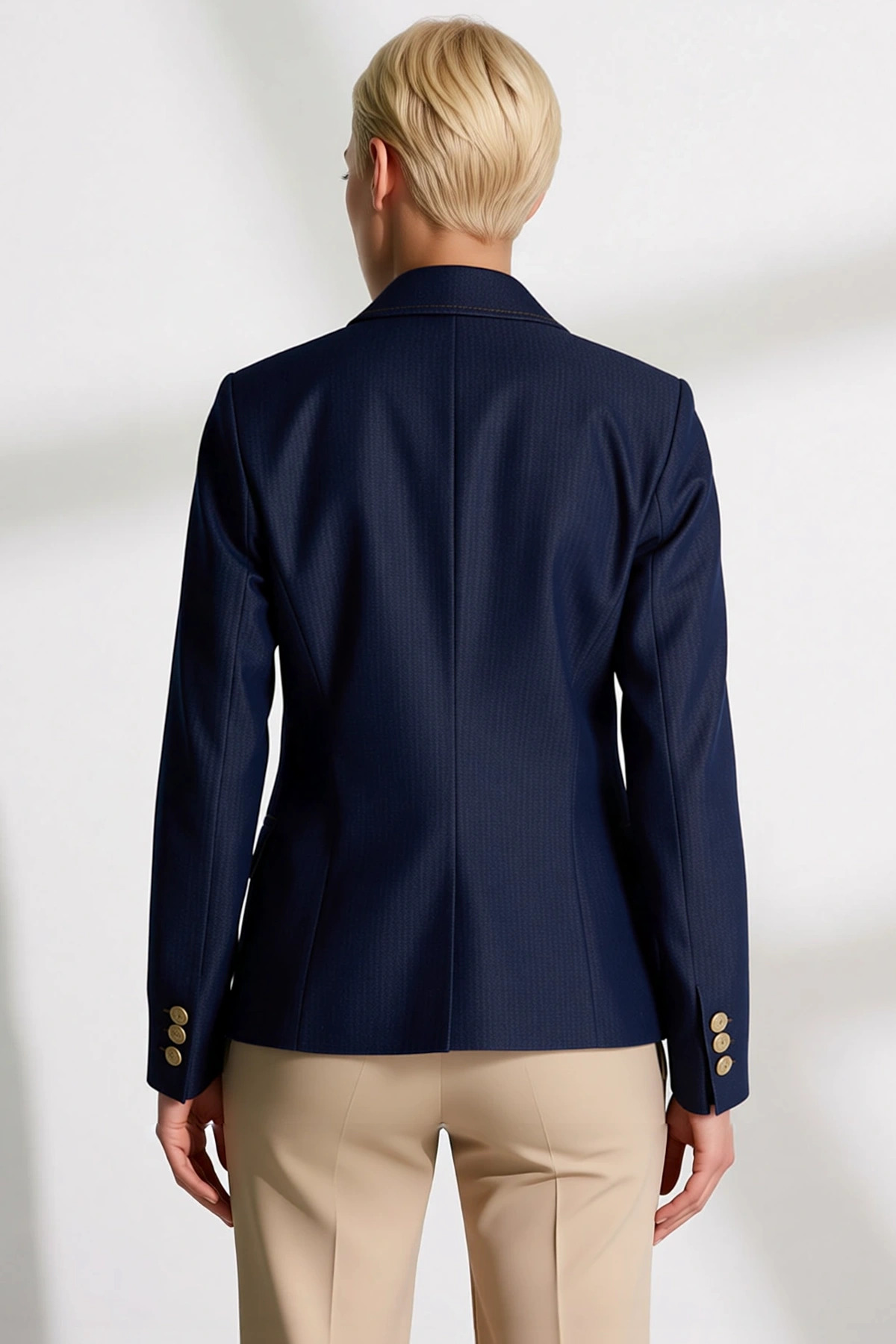 Kadın %100 Pamuk Ceket Yaka Standart Kol Fitted Kalıp Blazer Ceket Fonksiyonel Dayanıklı Şık