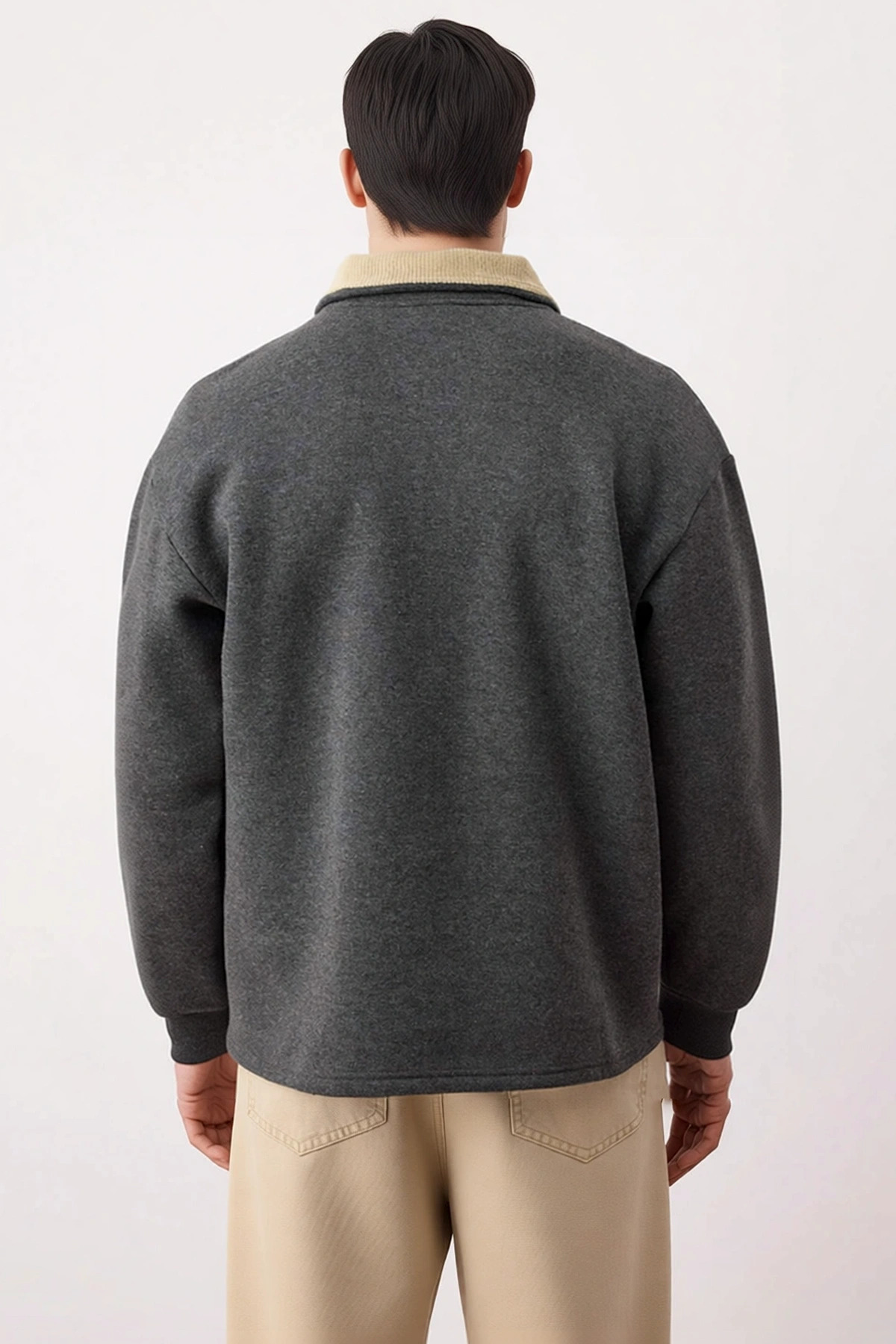 Erkek Dik Yaka Fermuar Detaylı Standart Kol %57 Pamuk %43 Polyester Sweatshirt Fonksiyonel