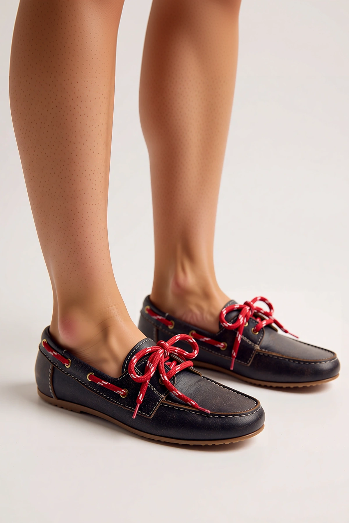 Kadın Hakiki Deri Bağcıklı Loafer Ayakkabı Badem Burun Düz Topuk Konforlu Günlük Rahat Modern Şık