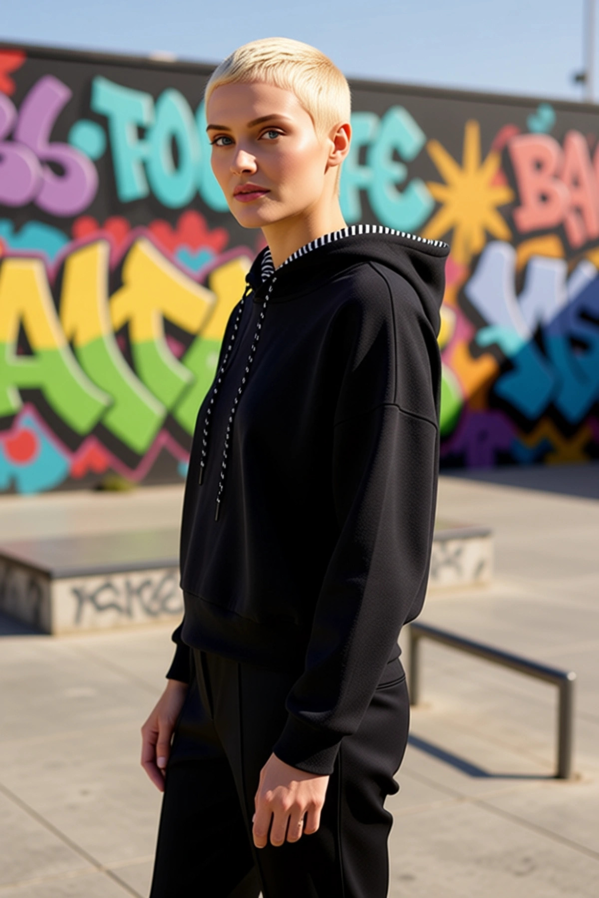 Kadın Kapüşonlu Düşük Kol Uzun Kollu Oversize Sweatshirt Fonksiyonel Dayanıklı Kaliteli Şık