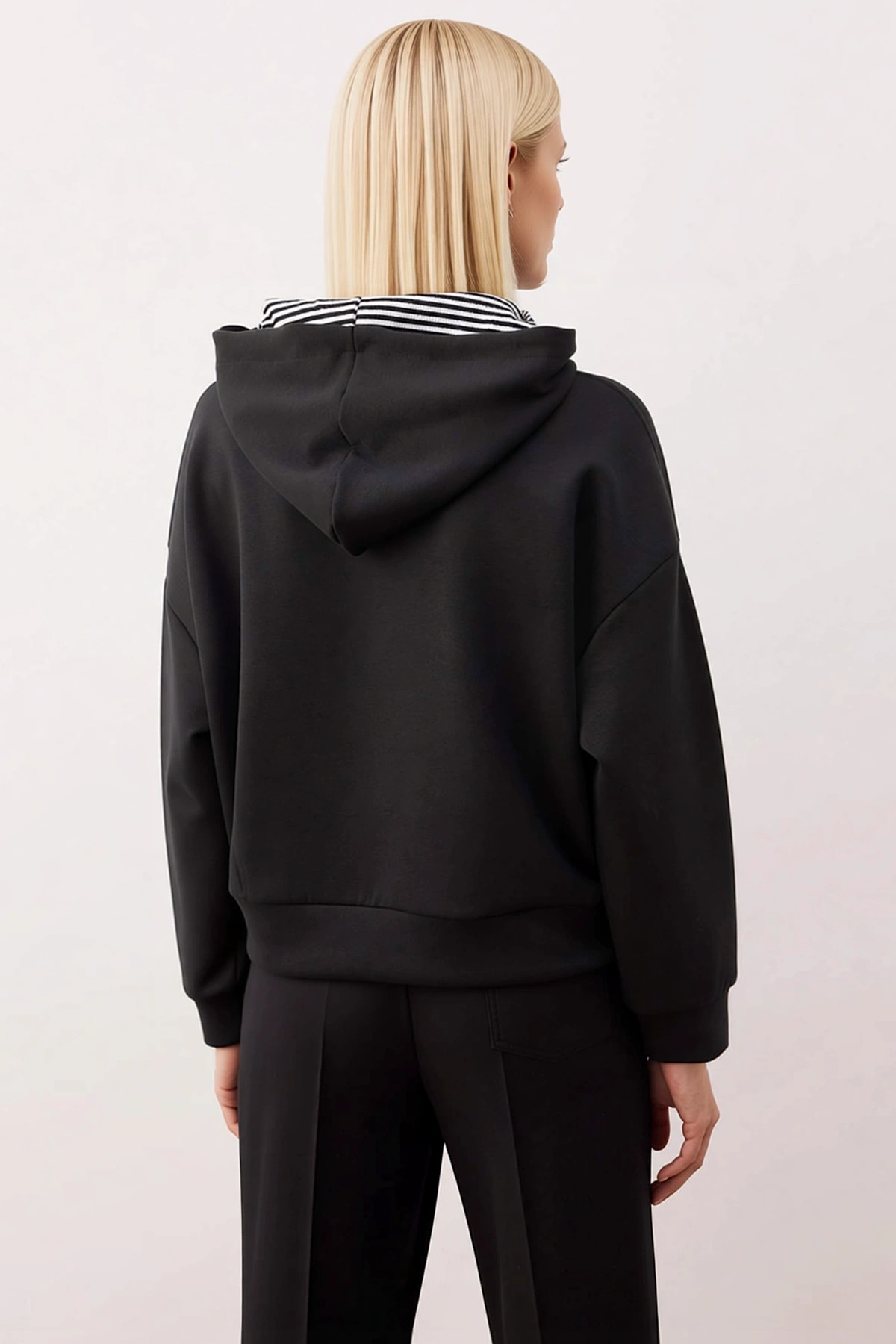 Kadın Kapüşonlu Düşük Kol Uzun Kollu Oversize Sweatshirt Fonksiyonel Dayanıklı Kaliteli Şık