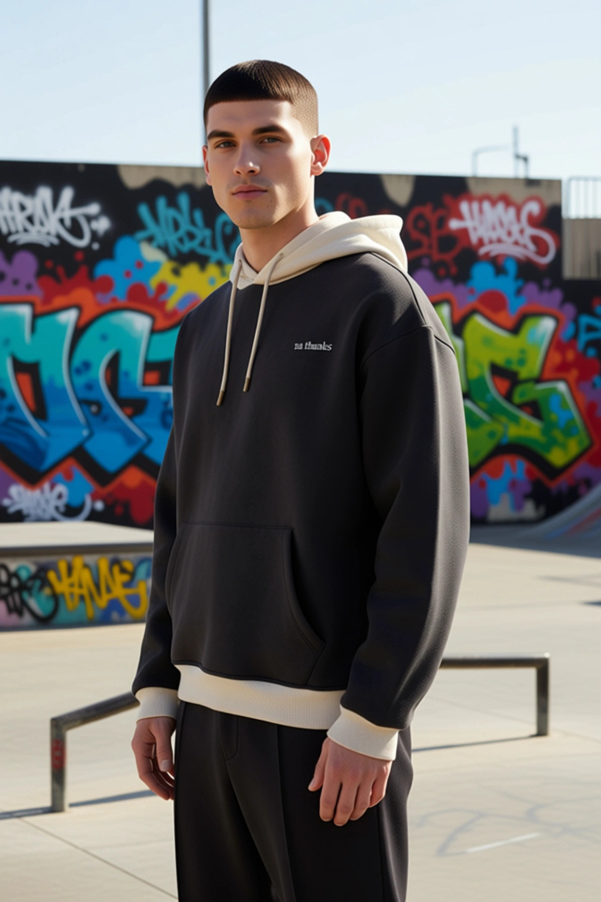 Erkek Kapüşonlu Düşük Kol Uzun Kol Nakışlı Sweatshirt Fonksiyonel Dayanıklı Kaliteli Rahat