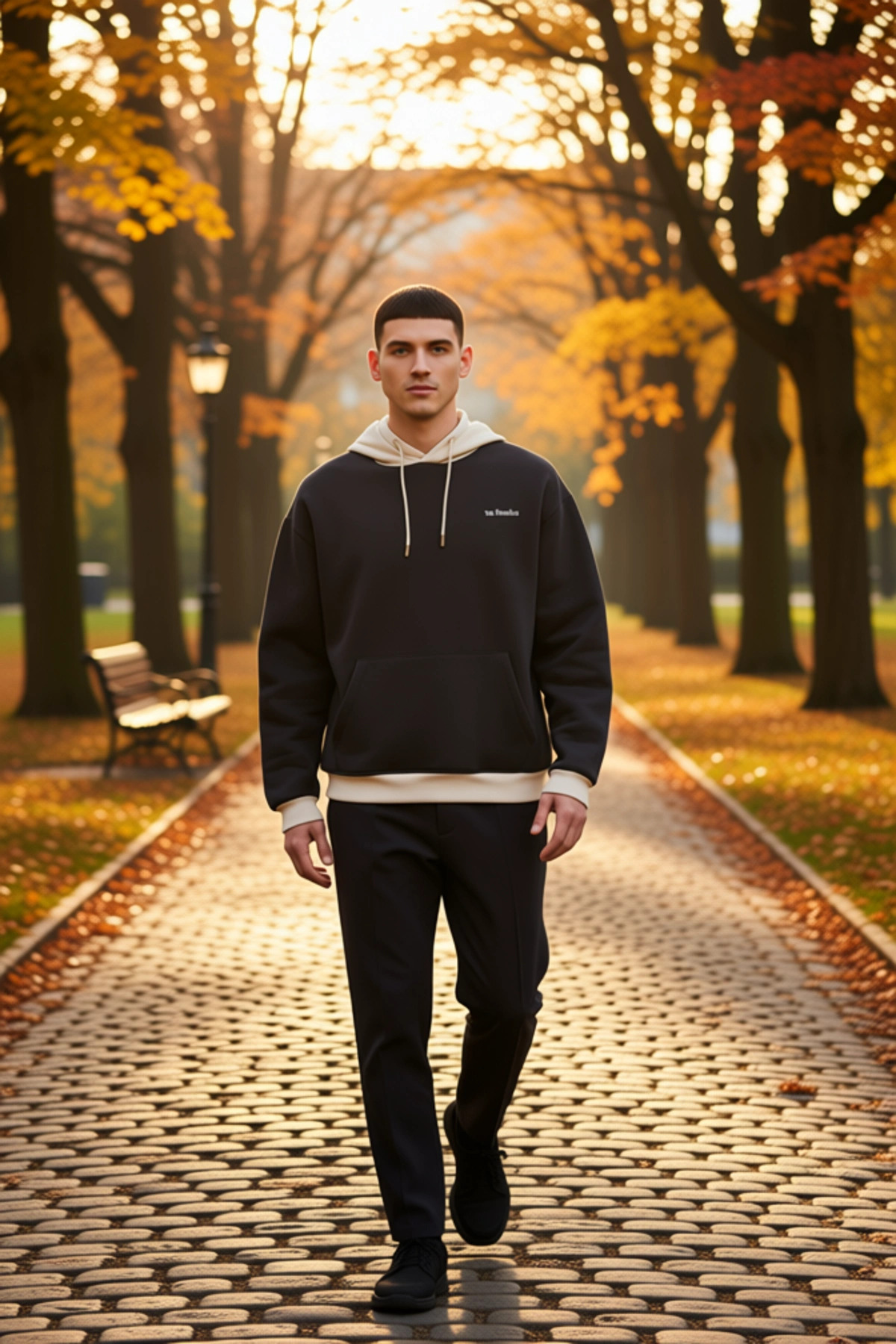 Erkek Kapüşonlu Düşük Kol Uzun Kol Nakışlı Sweatshirt Fonksiyonel Dayanıklı Kaliteli Rahat