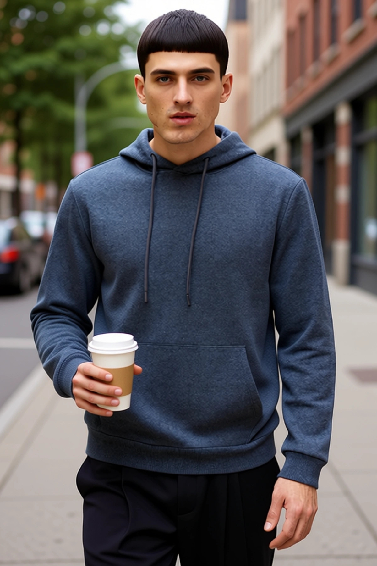 Alternative view of Erkek Kapüşonlu Standart Kol Regular Kalıp Sweatshirt Fonksiyonel Dayanıklı Kaliteli Rahat