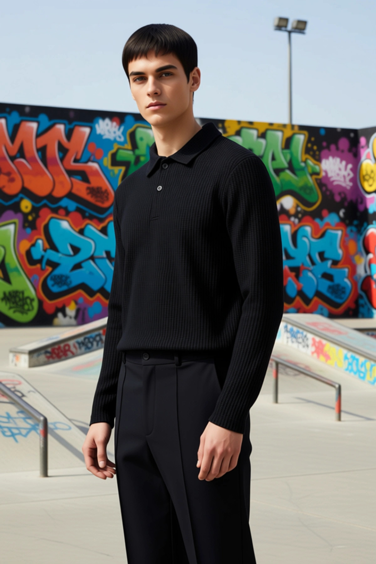 Erkek Polo Yaka Uzun Kol Relaxed Fit %100 Pamuk Sweatshirt Fonksiyonel Dayanıklı Kaliteli Şık