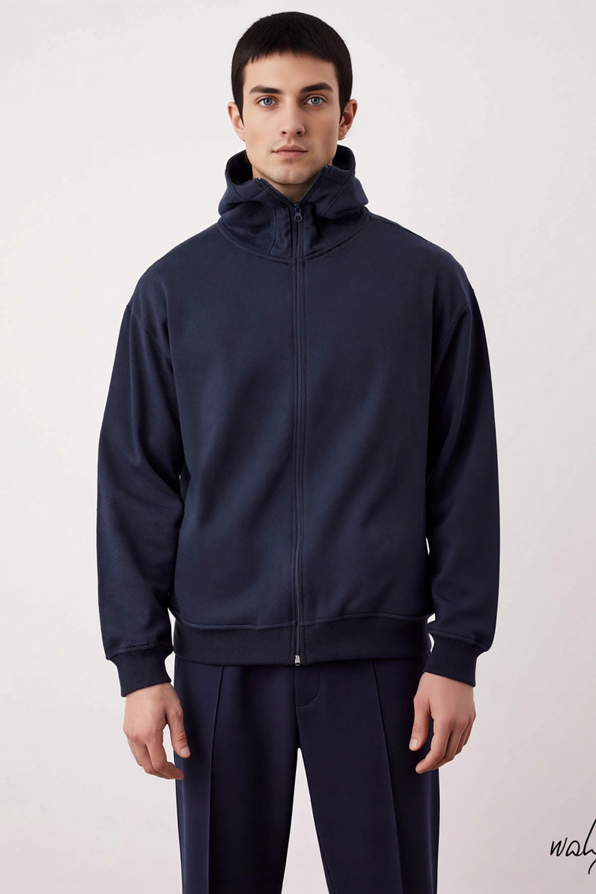 Erkek Kapüşonlu Düşük Kol Oversize Fermuarlı Sweatshirt Fonksiyonel Dayanıklı Kaliteli Şık