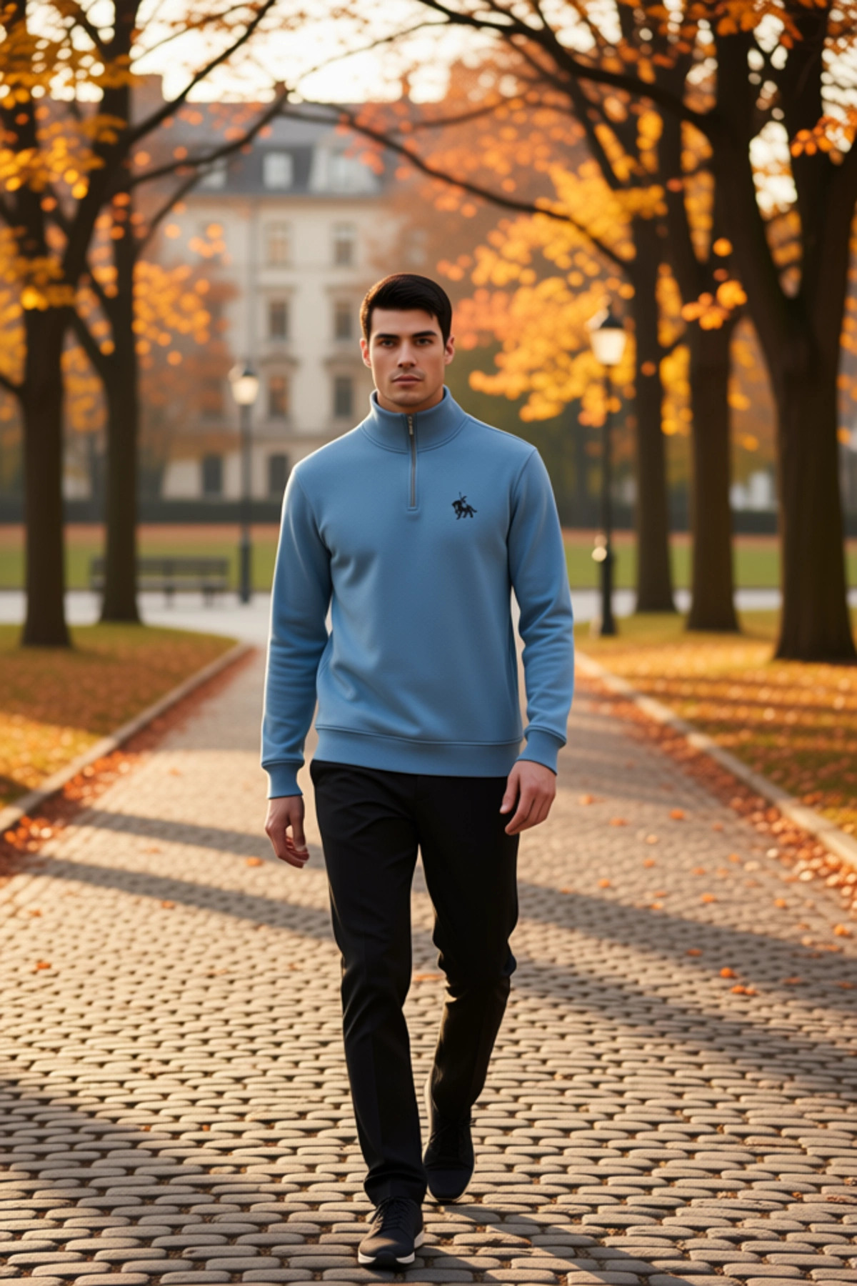 Erkek Dik Yaka Fermuarlı Standart Kol Regular Kalıp Sweatshirt Fonksiyonel Dayanıklı Rahat