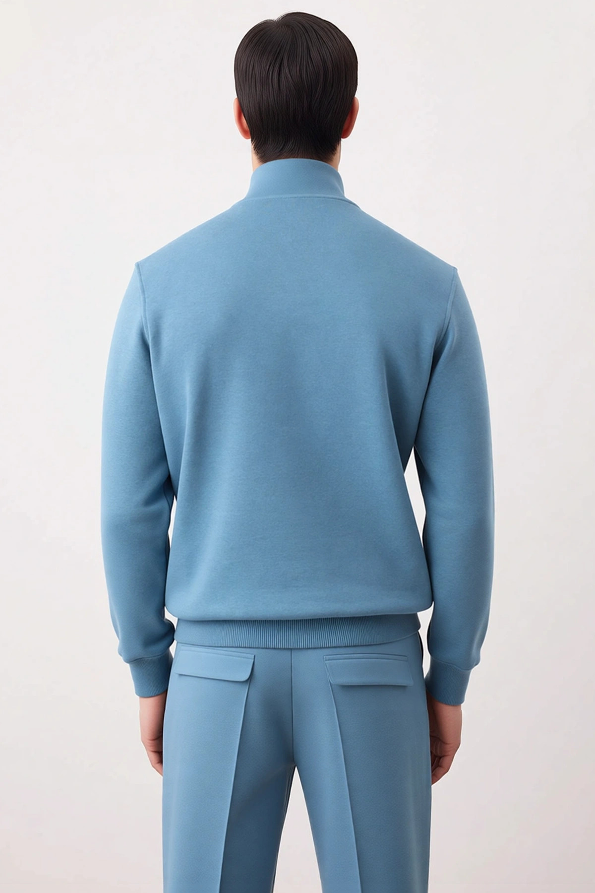 Erkek Dik Yaka Fermuarlı Standart Kol Regular Kalıp Sweatshirt Fonksiyonel Dayanıklı Rahat