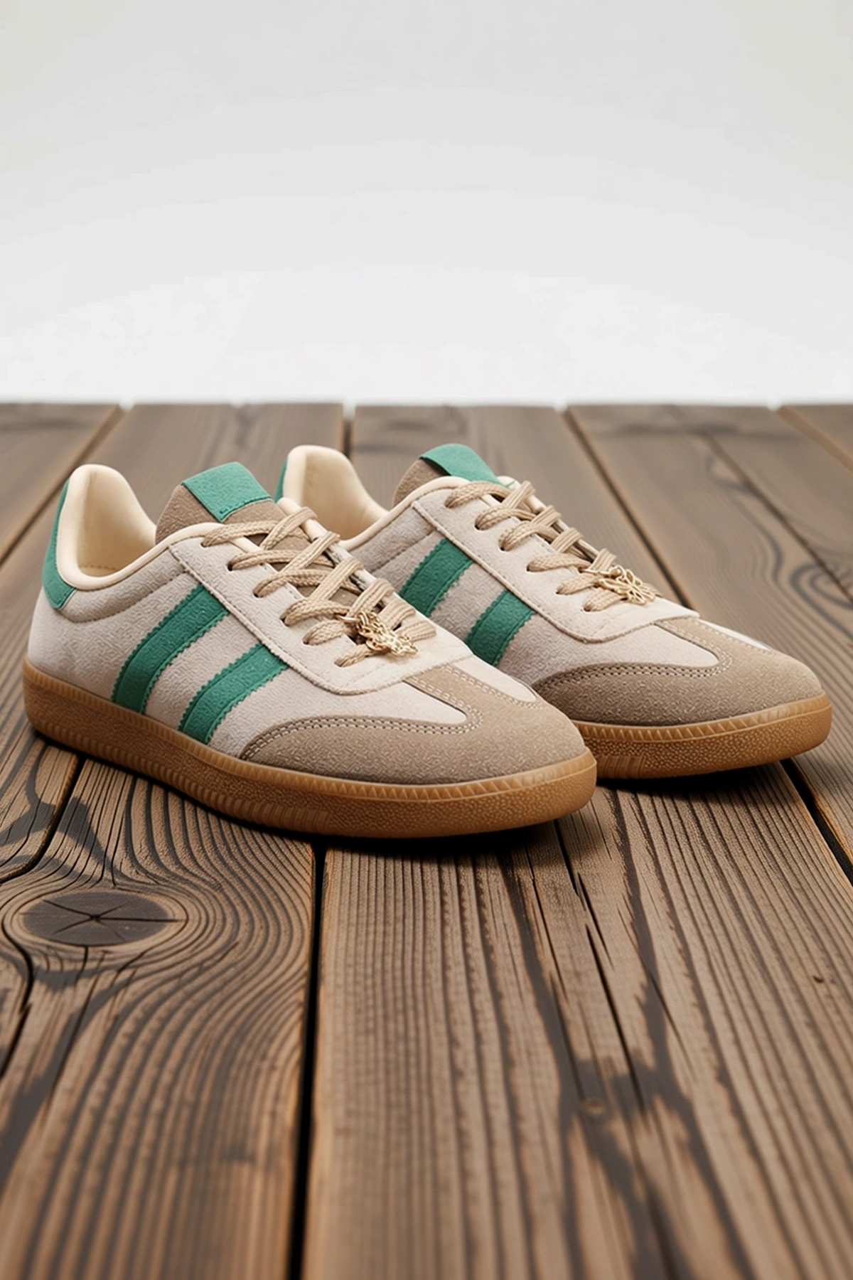 Kadın Renk Bloklu Şeritli Süet Sneaker Bağcıklı Düz Topuk Casual Günlük Rahat Konforlu Modern Şık