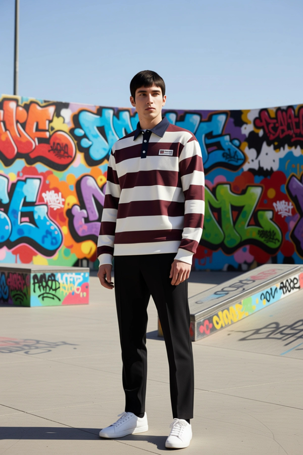 Erkek Polo Yaka Standart Kol Çizgili Sweatshirt Fonksiyonel Dayanıklı Kaliteli Konforlu Şık