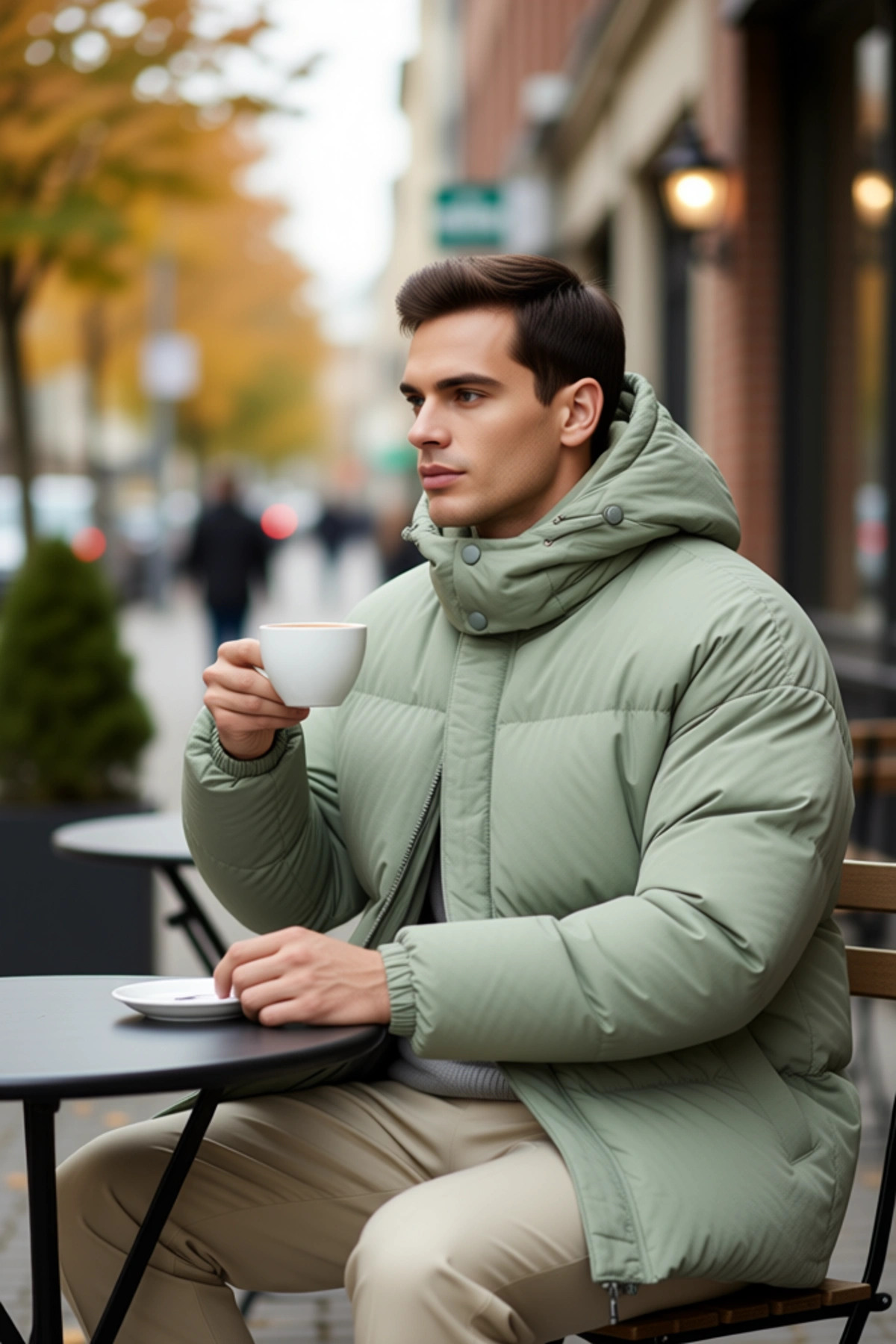 Erkek Kapüşonlu Oversize Fit Taslan Mont Uzun Kol Düz Desen Fonksiyonel Dayanıklı Kaliteli