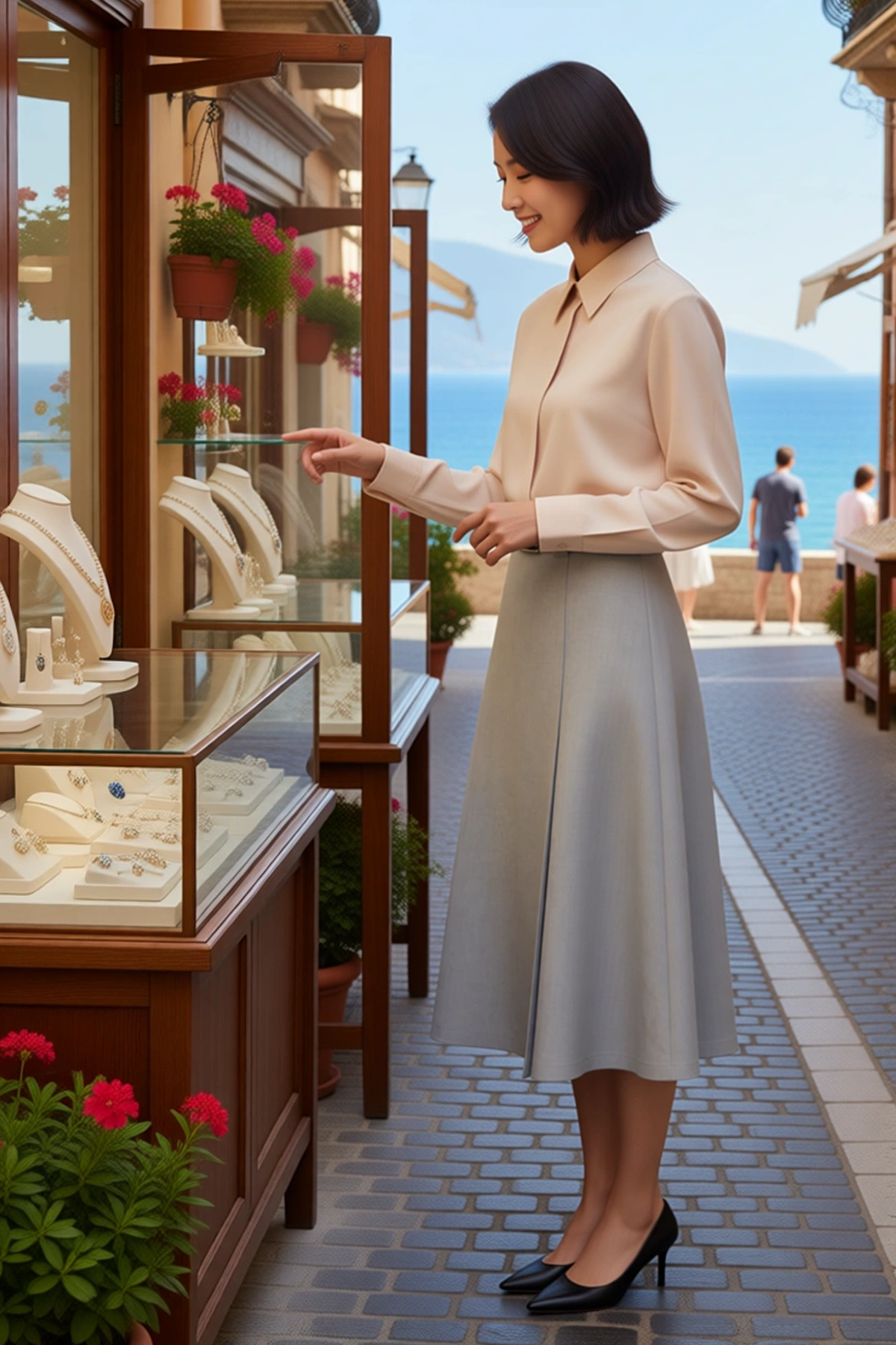 Kadın A Line Midi Etek Yırtmaçlı Kemerli Şifon Dokuma %100 Polyester Astarsız Rahat Günlük Modern