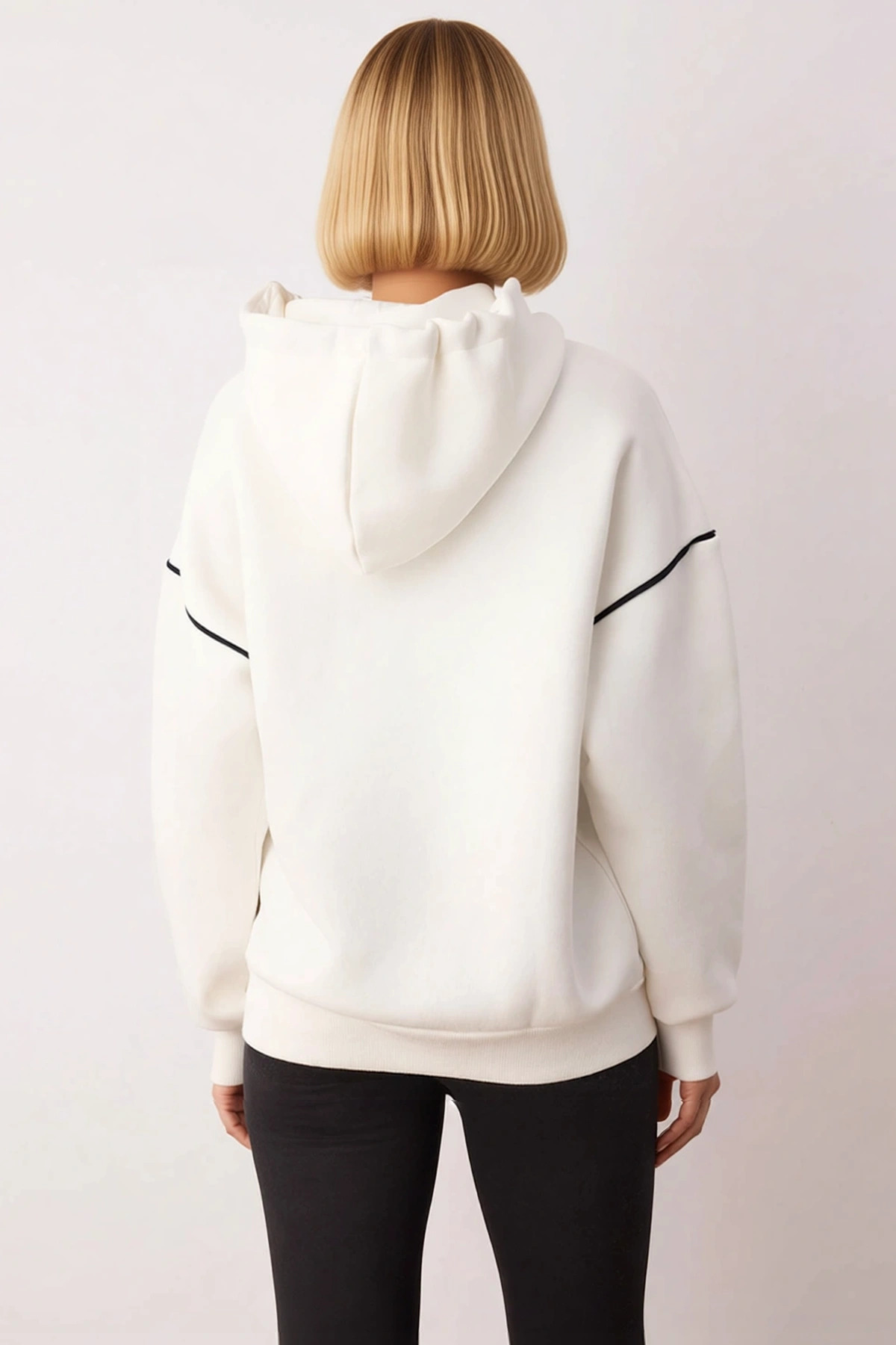 Kadın Kapüşonlu Fermuarlı Düşük Kol Sweatshirt Fonksiyonel Dayanıklı Kaliteli Konforlu Şık