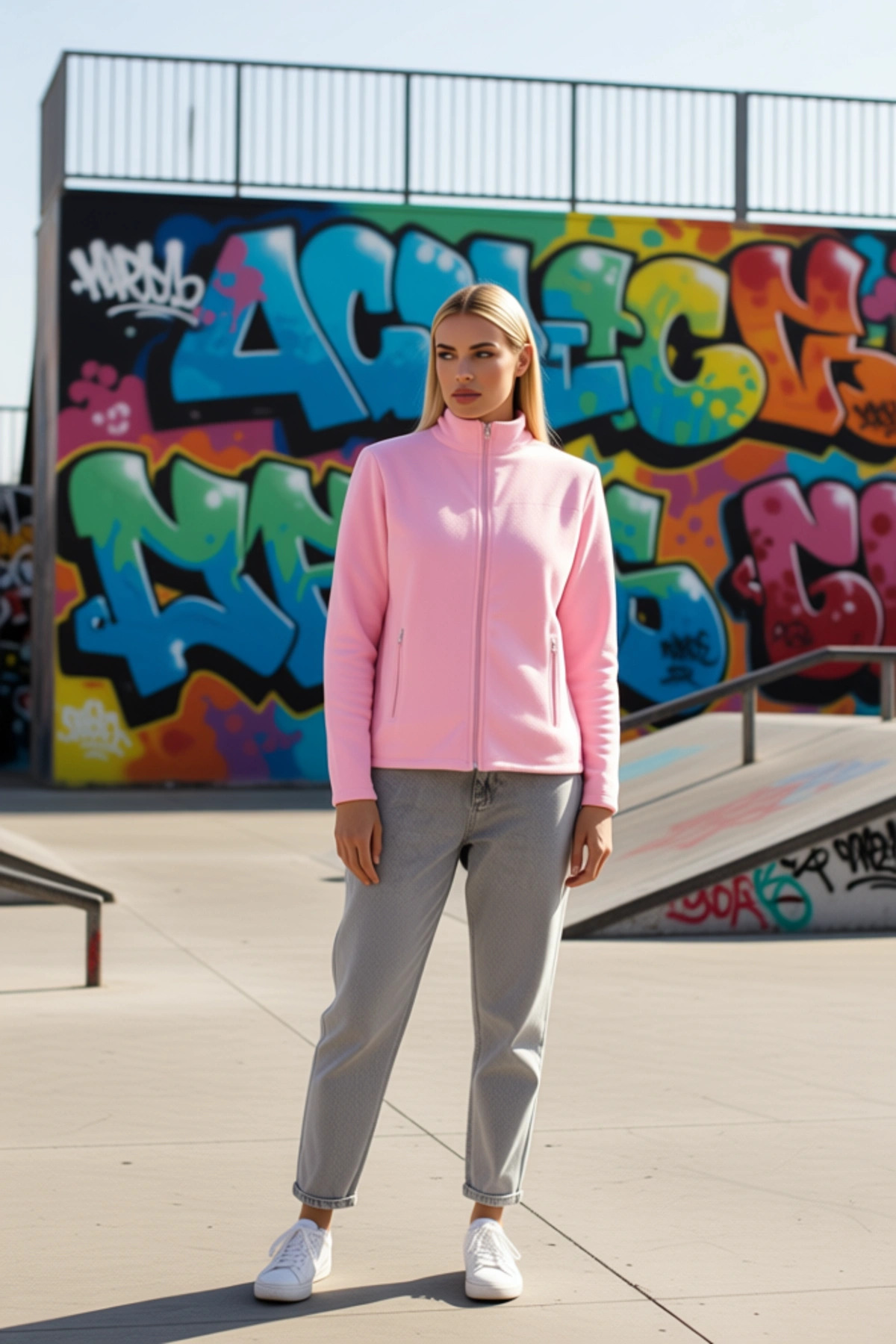 Kadın Dik Yaka Standart Kol Regular Kalıp Fermuarlı Örme Sweatshirt Fonksiyonel Dayanıklı Şık
