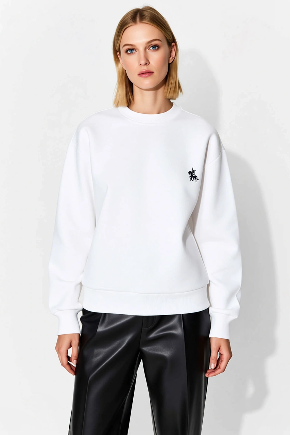 Kadın Bisiklet Yaka Düşük Kol %100 Pamuk Sweatshirt Fonksiyonel Dayanıklı Kaliteli Estetik