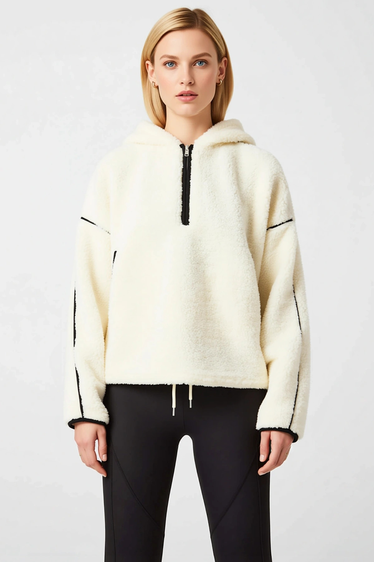 Kadın Kapüşonlu Düşük Kol Uzun Kol Peluş Sweatshirt Fonksiyonel Dayanıklı Kaliteli Estetik