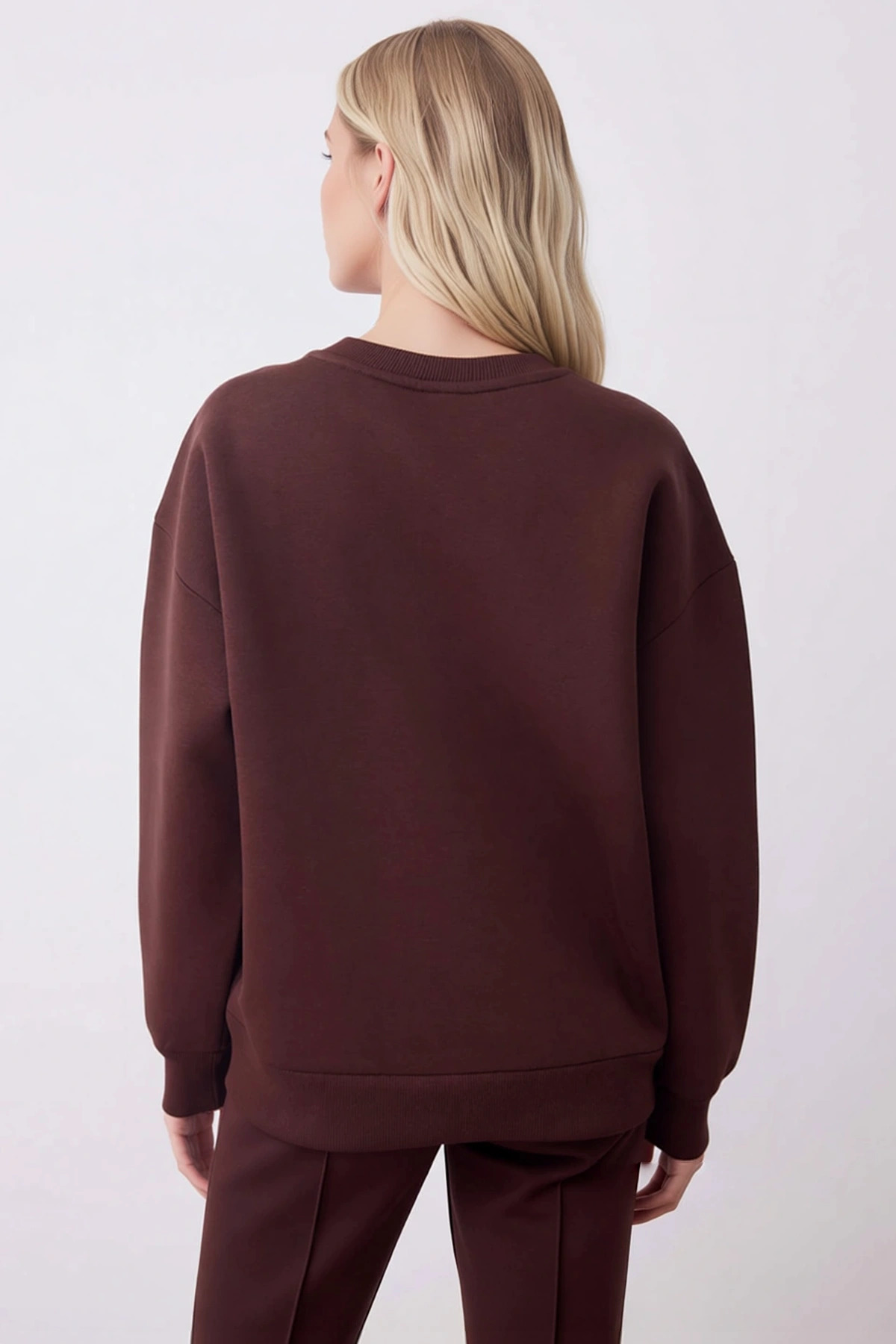 Kadın Bisiklet Yaka Düşük Kol Geniş Kalıp Örme Sweatshirt Fonksiyonel Dayanıklı Kaliteli Şık
