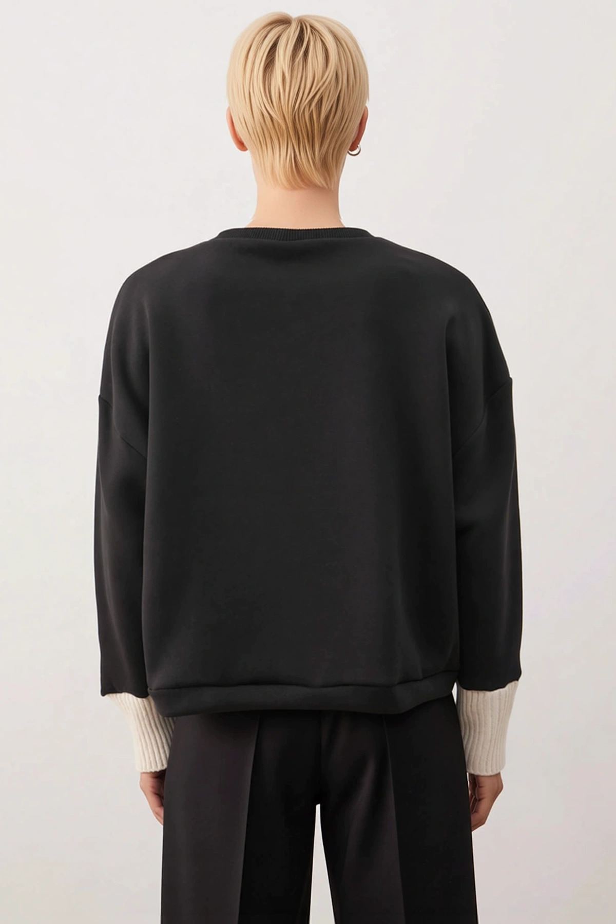 Kadın Dik Yaka Düşük Kol Uzun Kollu Örme Sweatshirt Fonksiyonel Dayanıklı Kaliteli Estetik