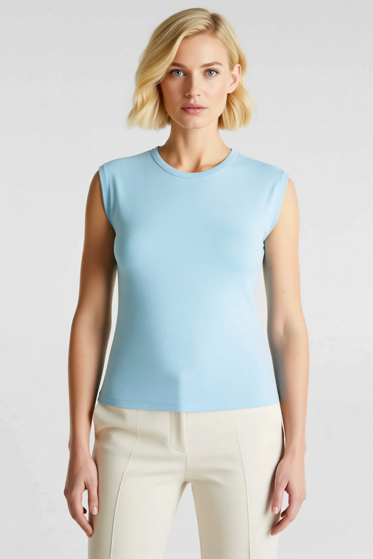 Kadın Büyük Beden Bluz Basic Bisiklet Yaka Kısa Kol Fitted Kalıp Ribana Örme Düz Esnek