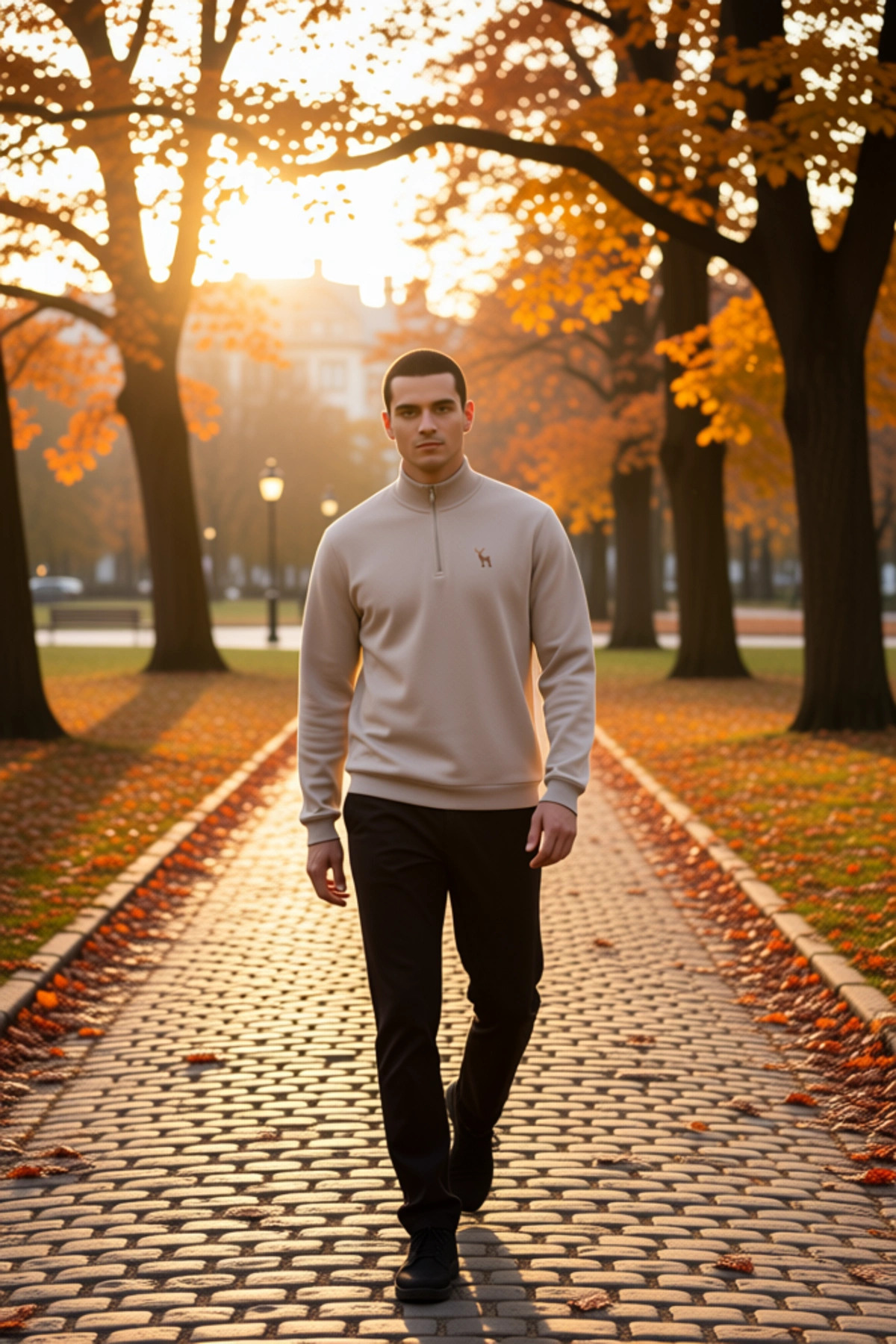 Erkek Dik Yaka Standart Kol Regular Kalıp Sweatshirt Fonksiyonel Dayanıklı Kaliteli Modern