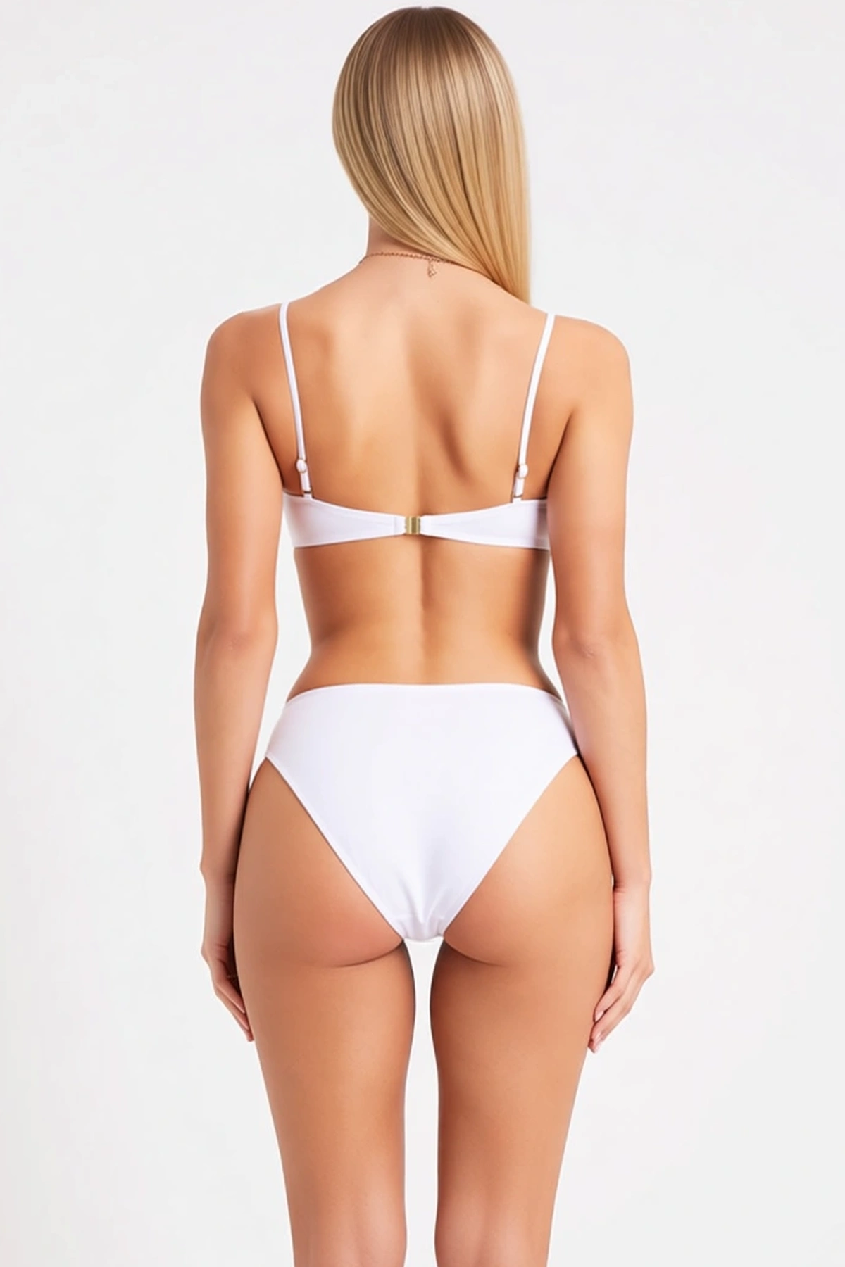 Kadın Bikini Takımı Askılı Straplez Kesim Kaplı Üst Normal Bel Slip Alt Döküm Aksesuar Örme Kumaş