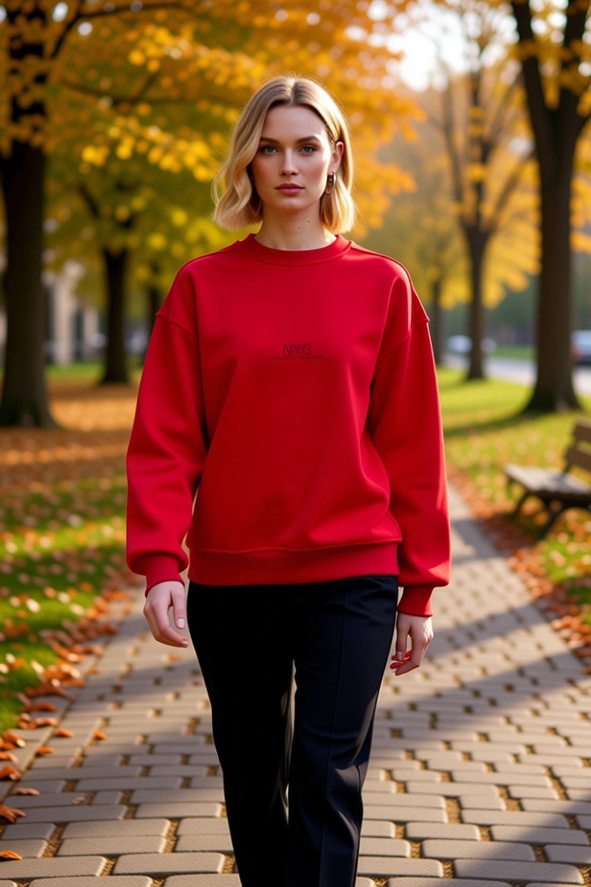 Kadın Bisiklet Yaka Düşük Kol Oversize Kalıp Nakışlı Sweatshirt Fonksiyonel Dayanıklı Spor