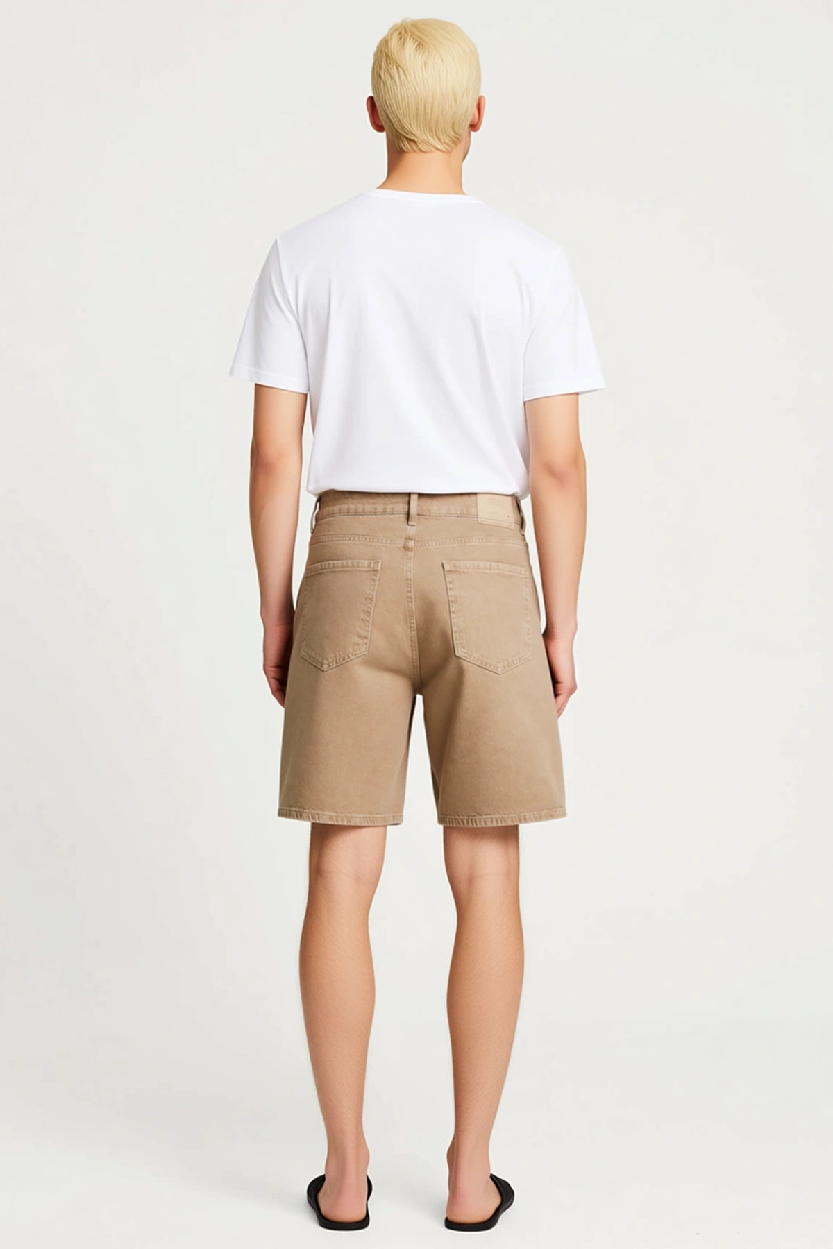 Erkek Şort Kot Bermuda Baggy Geniş Kesim Straight Kalıp Düz Desen Normal Bel Kısa Boy Rigid