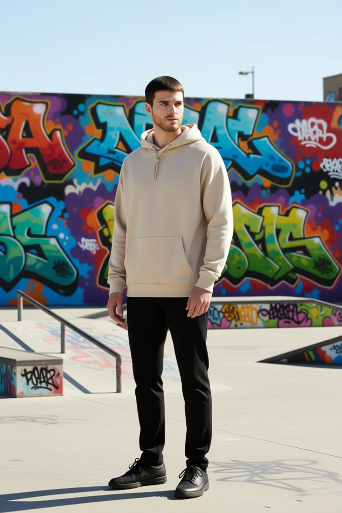 Erkek Kapüşonlu Standart Kol Oversize Kalıp Sweatshirt Fonksiyonel Dayanıklı Kaliteli Spor