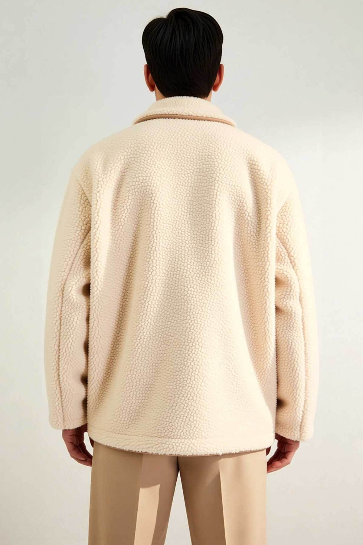 Erkek Dik Yaka Standart Kol Peluş Mont %100 Polyester Fonksiyonel Dayanıklı Kaliteli Rahat