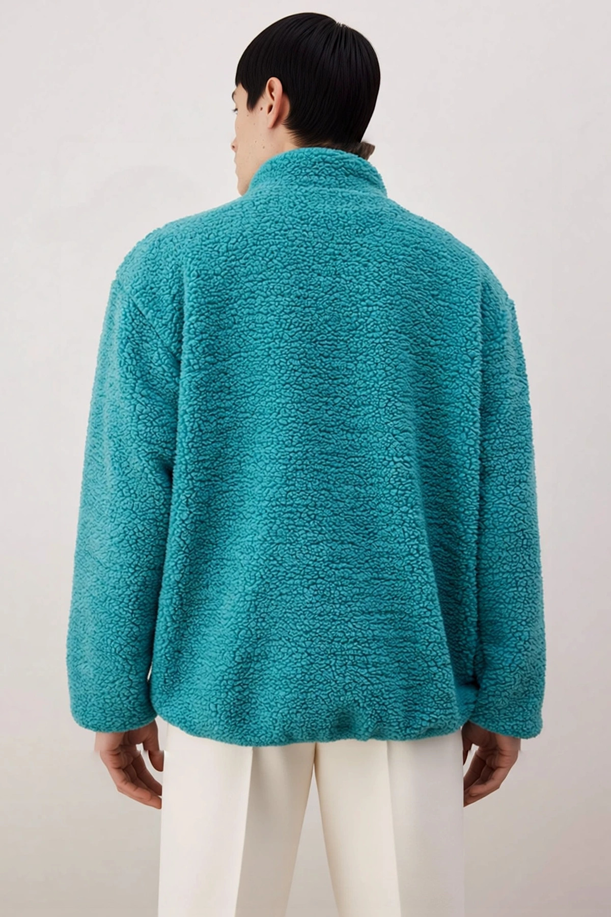 Erkek Dik Yaka Standart Kol Peluş Mont %100 Polyester Fonksiyonel Dayanıklı Kaliteli Rahat