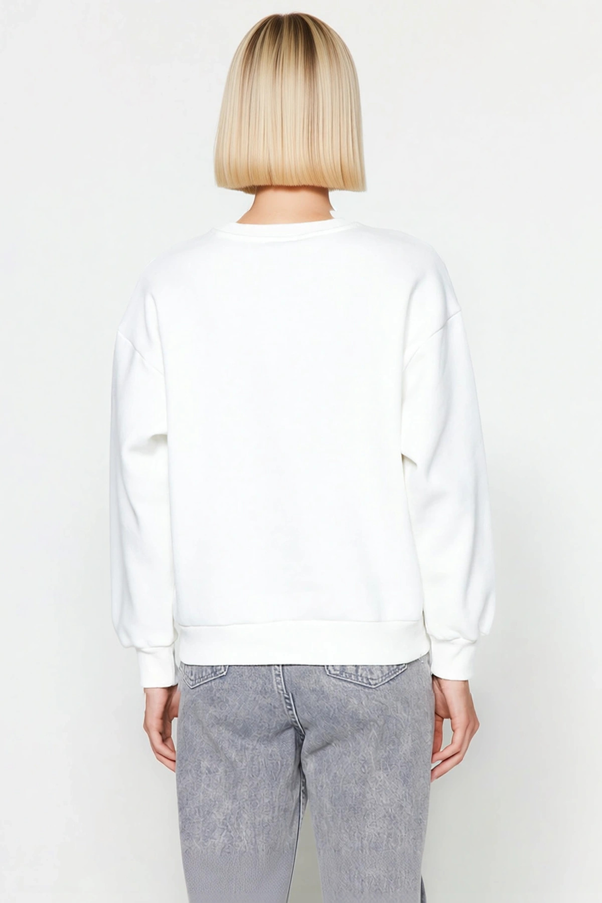 Kadın Bisiklet Yaka Düşük Kol Regular Kalıp Örme Sweatshirt Fonksiyonel Dayanıklı Kaliteli