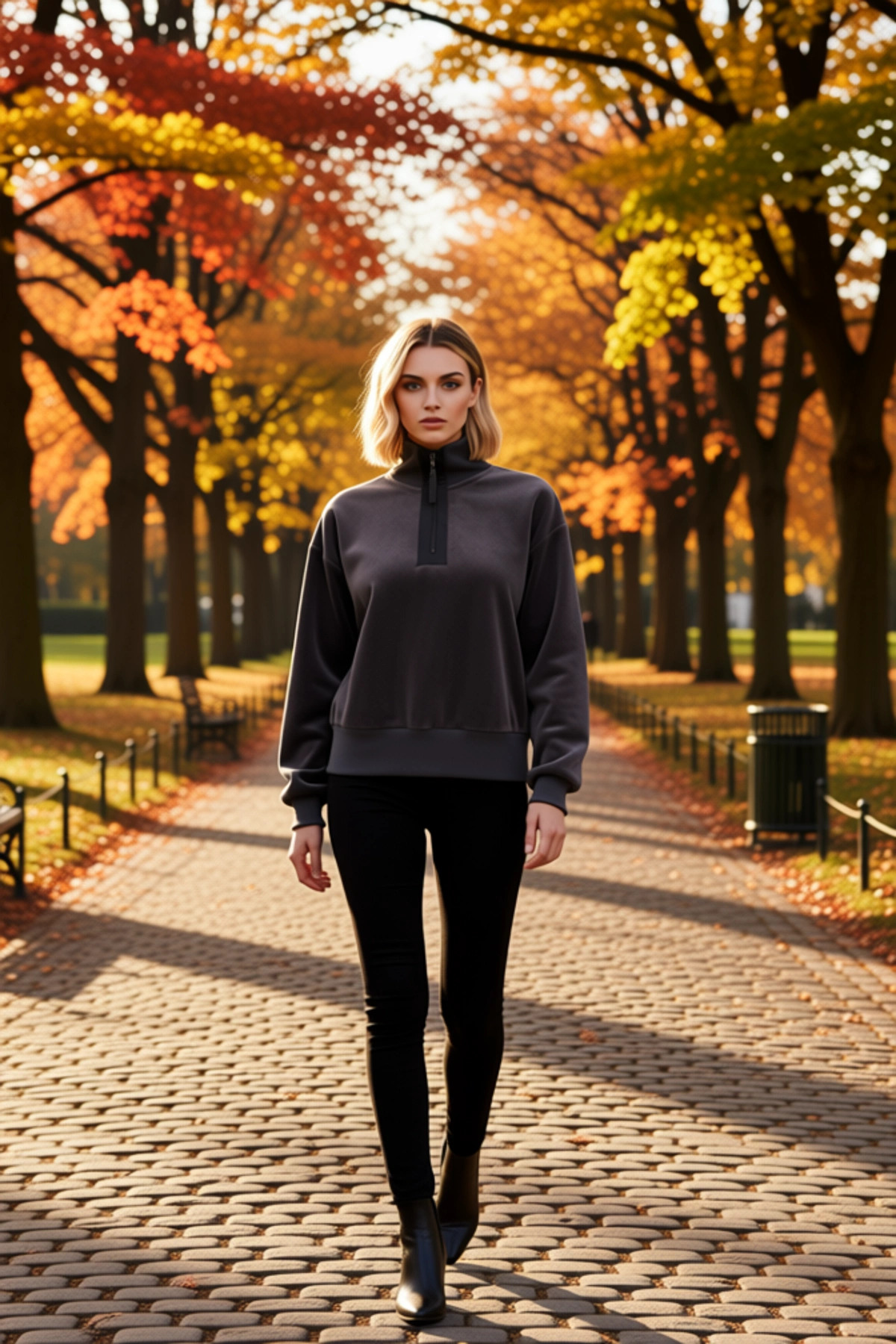 Kadın Dik Yaka Düşük Kol Fermuar Detaylı Polar Sweatshirt Fonksiyonel Dayanıklı Kaliteli Şık