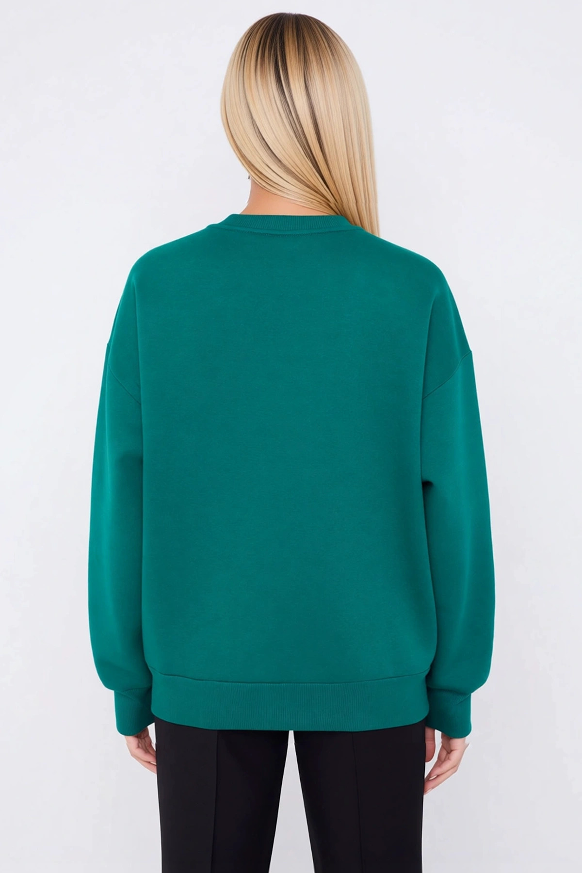Kadın Bisiklet Yaka Düşük Kol Oversize Sweatshirt Fonksiyonel Dayanıklı Kaliteli Konforlu Şık