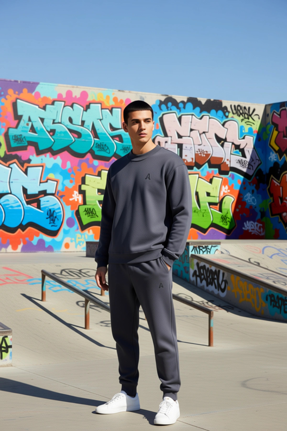 Erkek Bisiklet Yaka Standart Kol Oversize Kalıp Sweatshirt Fonksiyonel Dayanıklı Kaliteli Şık