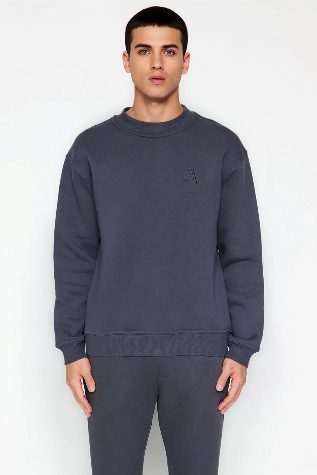 Erkek Bisiklet Yaka Standart Kol Oversize Kalıp Sweatshirt Fonksiyonel Dayanıklı Kaliteli Şık